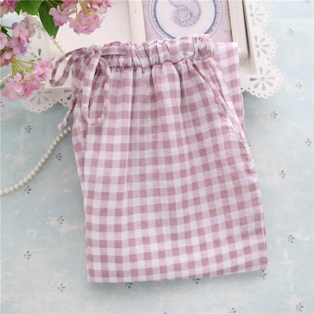 Pants Plaid Sleepwear Cotton Casual Sleep Loose Door-to-door Pyjama Women Trousers Pijamas Ladies Pajamas Act now Pants Bottoms Knitted Men's Summer