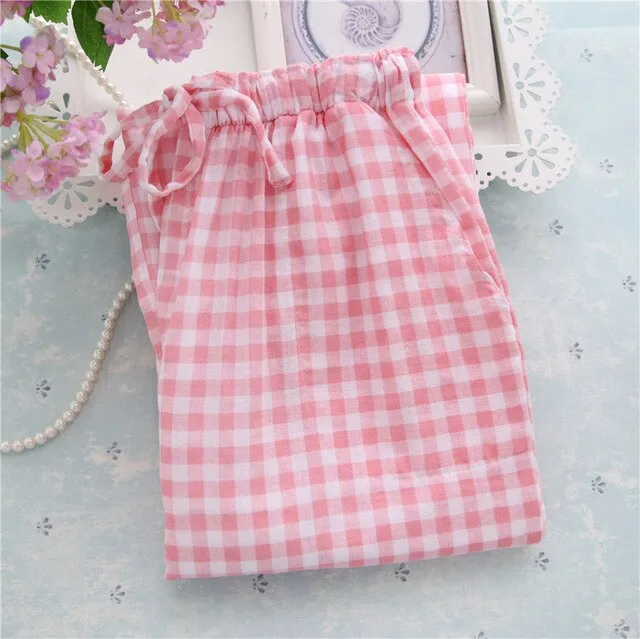 Pants Plaid Sleepwear Cotton Casual Sleep Loose Door-to-door Pyjama Women Trousers Pijamas Ladies Pajamas Act now Pants Bottoms Knitted Men's Summer