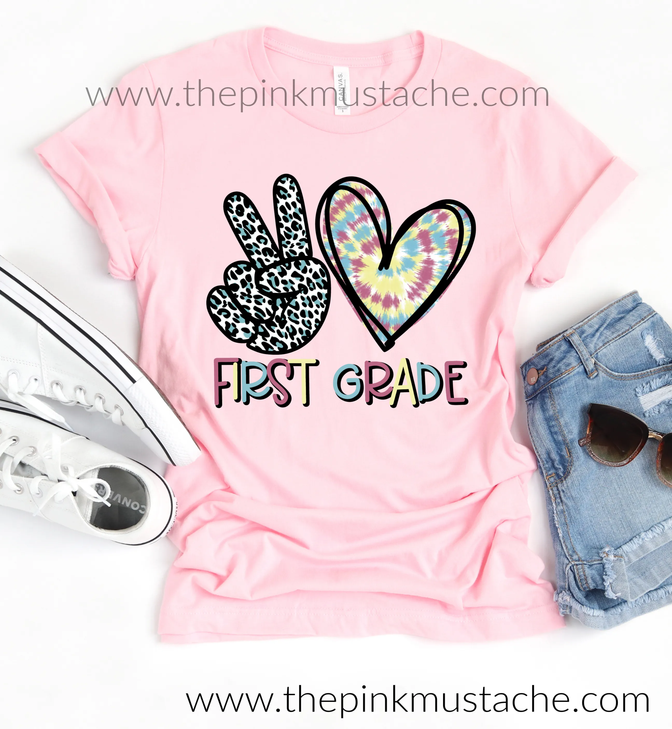 Peace Love Kindergarten Through 6th Grade Tee - Leopard Tie Dye Tee / Back To School Tees