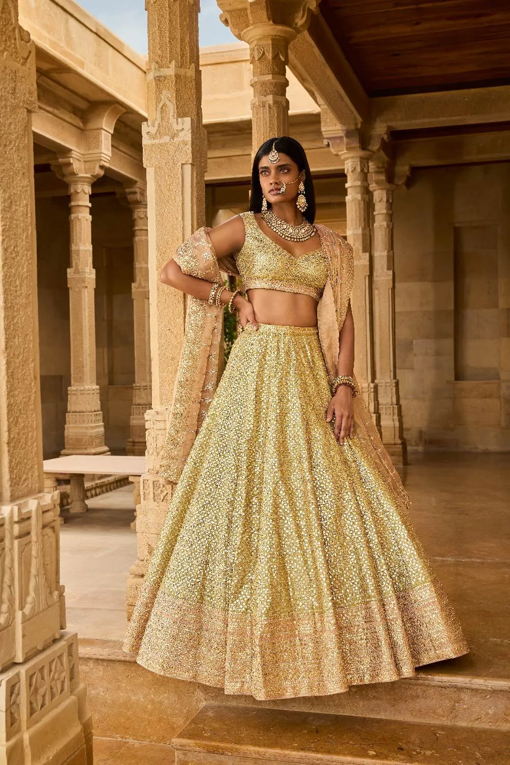 Pear Green Gota Patti Lehenga Set