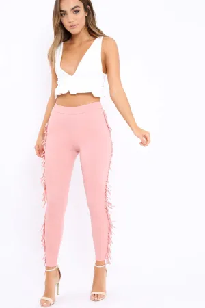 Pink Fringe Leggings - Rosaleen