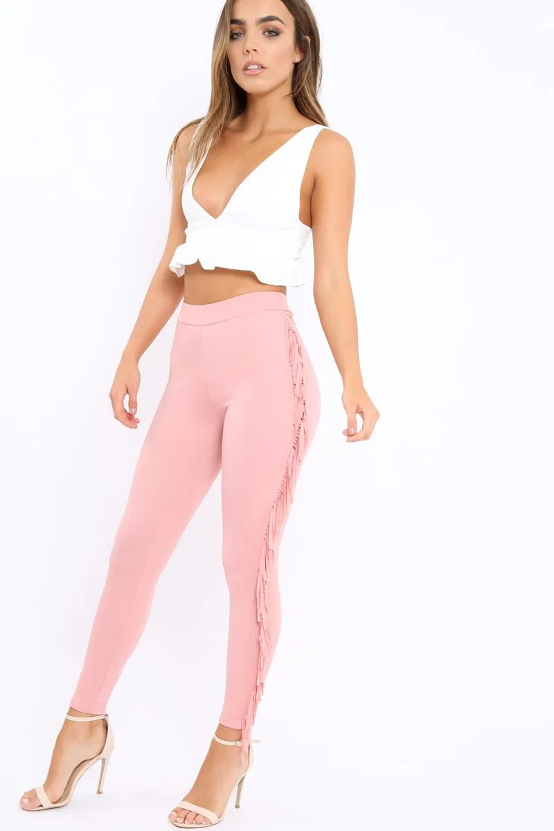 Pink Fringe Leggings - Rosaleen