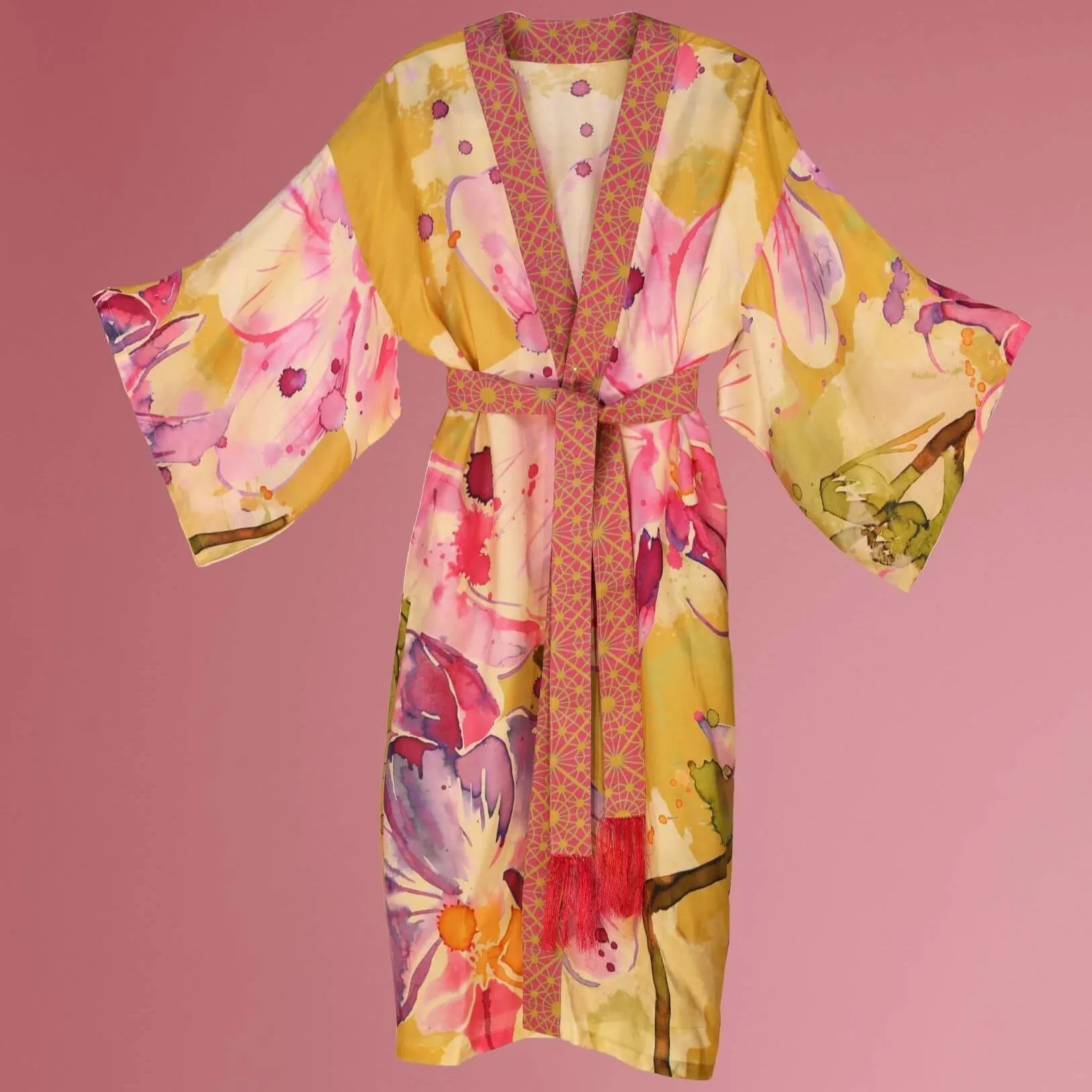 Powder Orchid Kimono Jacket - Mustard