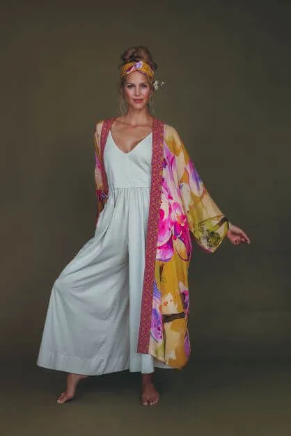 Powder Orchid Kimono Jacket - Mustard