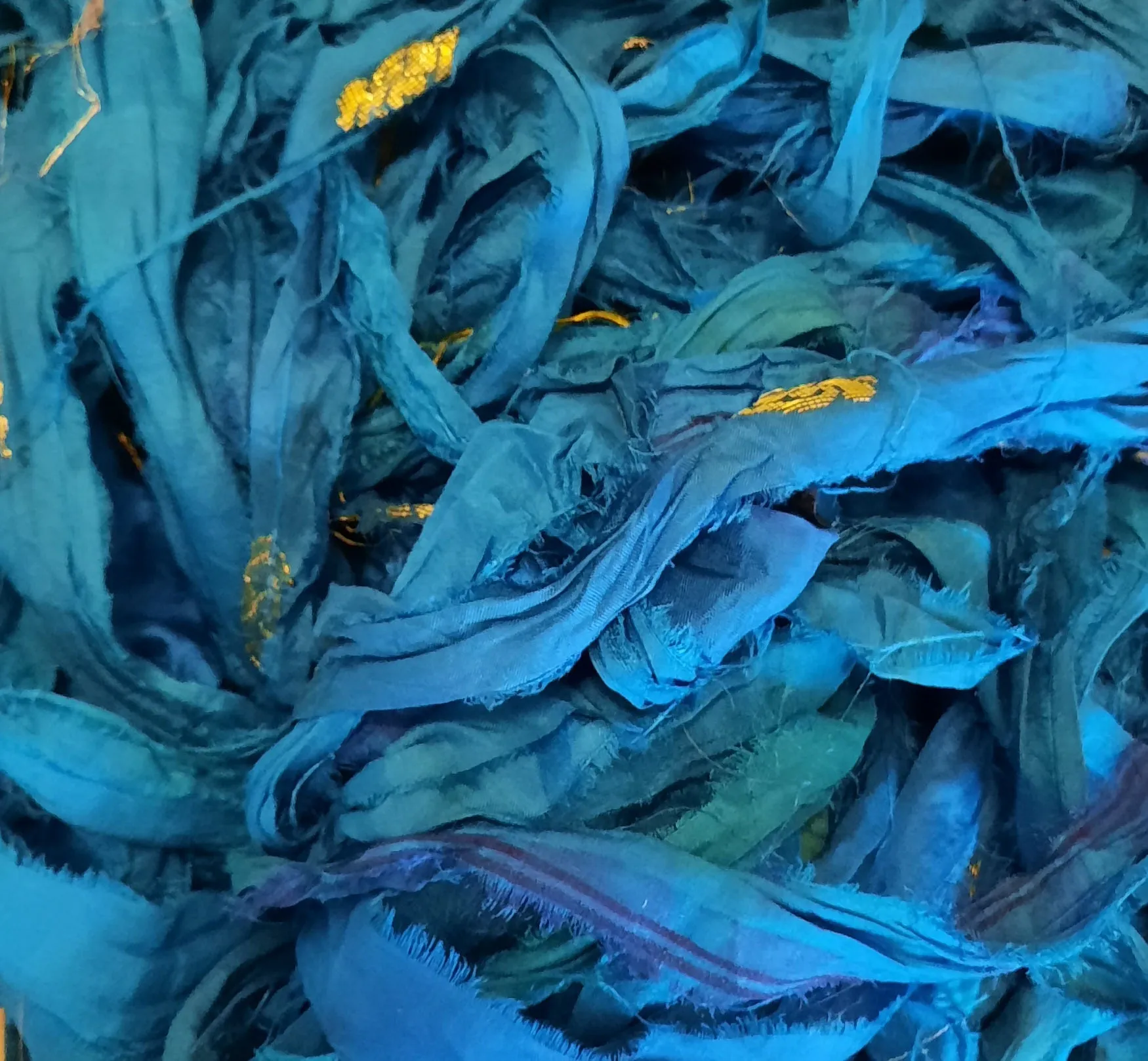 Premium Sari Silk Ribbon Peacock Blue