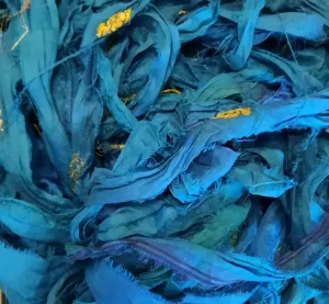Premium Sari Silk Ribbon Peacock Blue