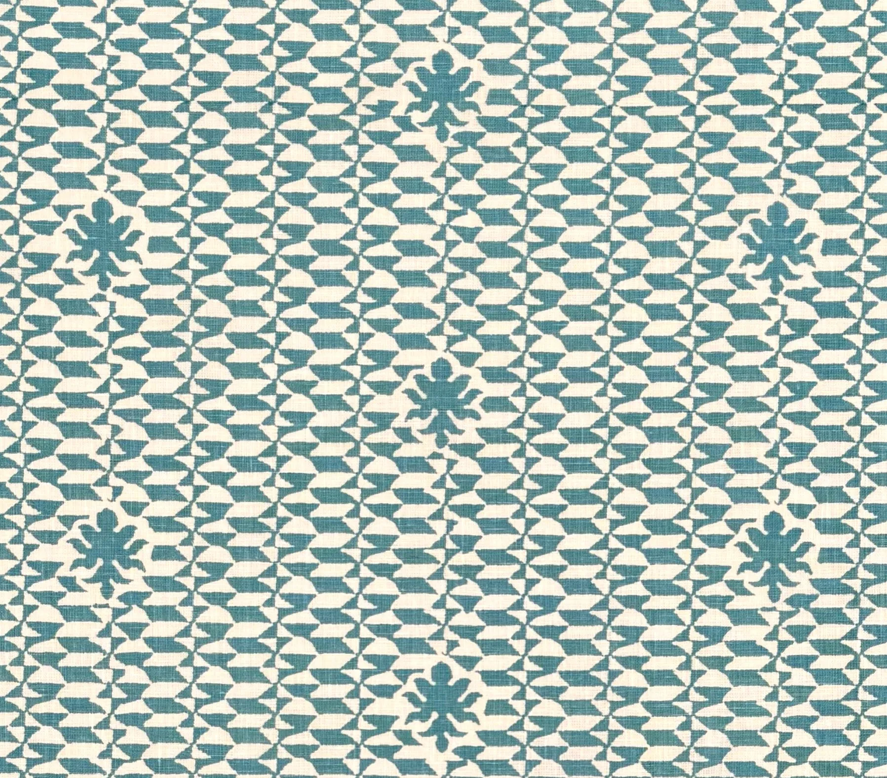 Quadrille Fabric: Carlo II - Custom Dark Turquoise on Tinted 100% Linen