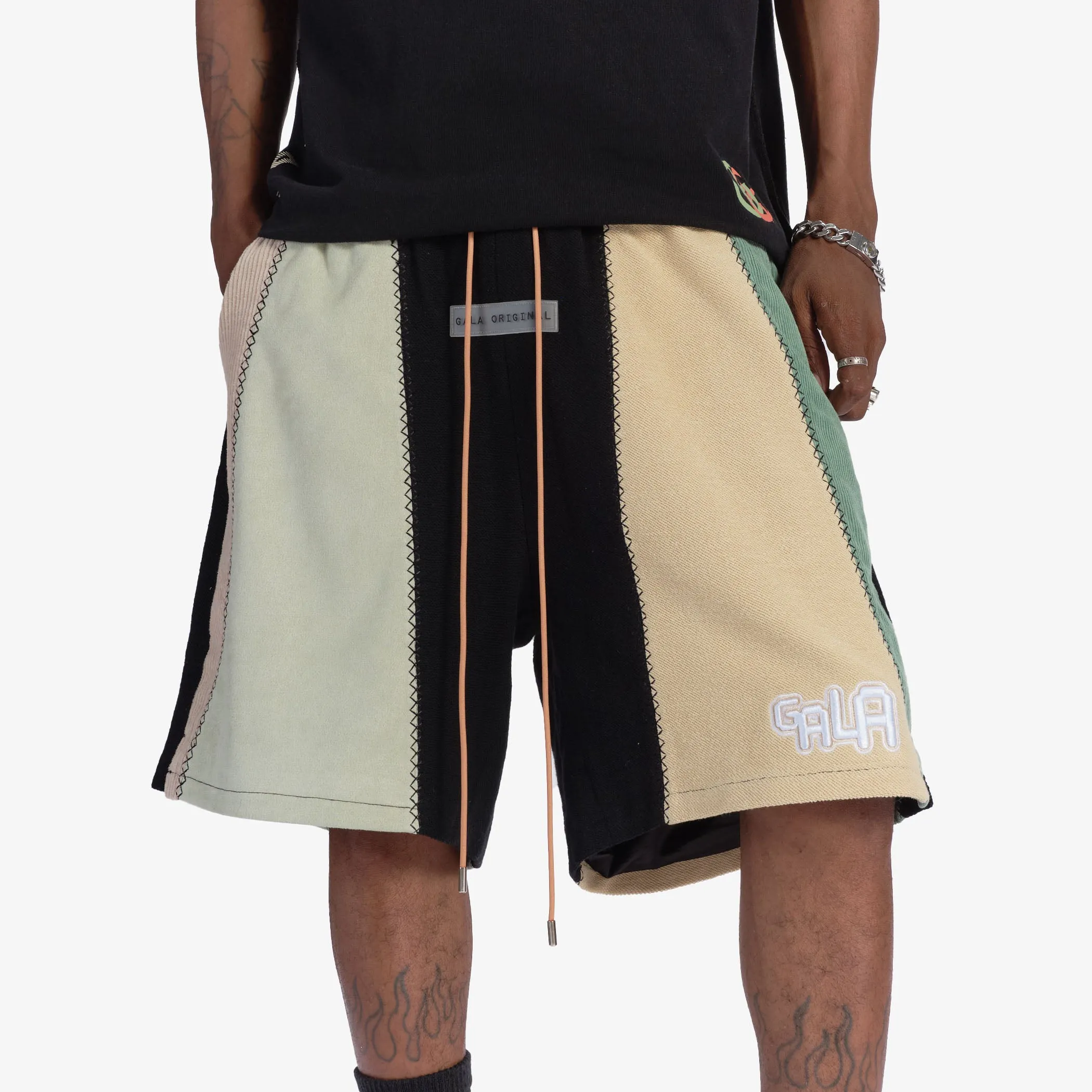 "Slicer" Panel Shorts (kiwi/beige)