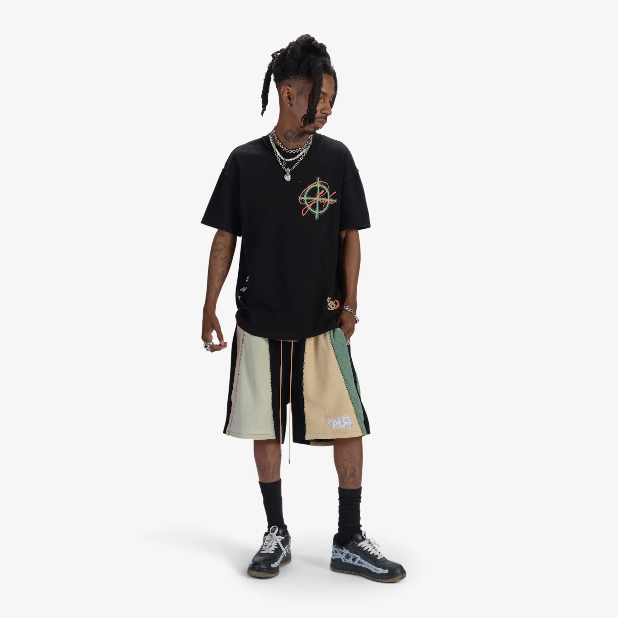 "Slicer" Panel Shorts (kiwi/beige)