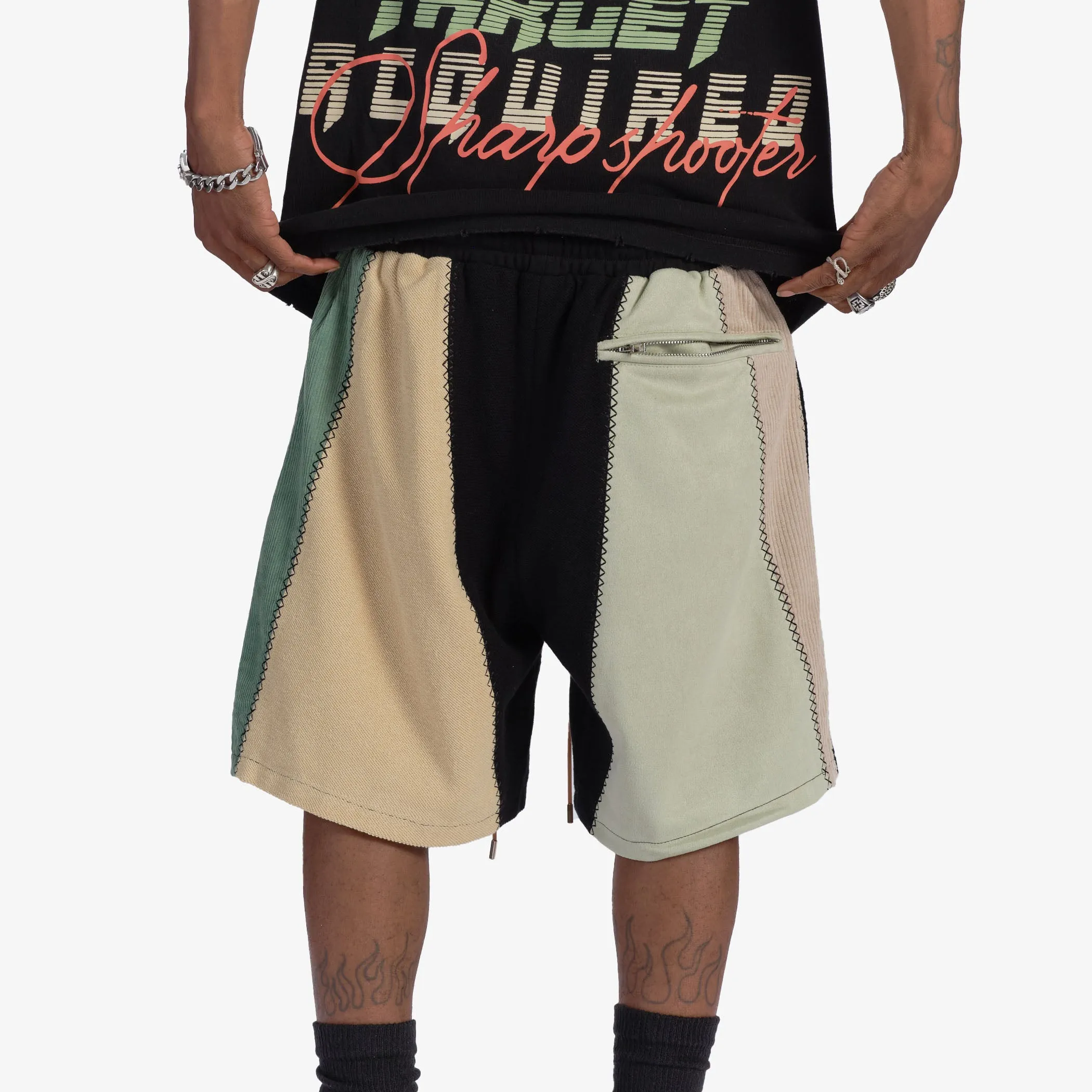 "Slicer" Panel Shorts (kiwi/beige)