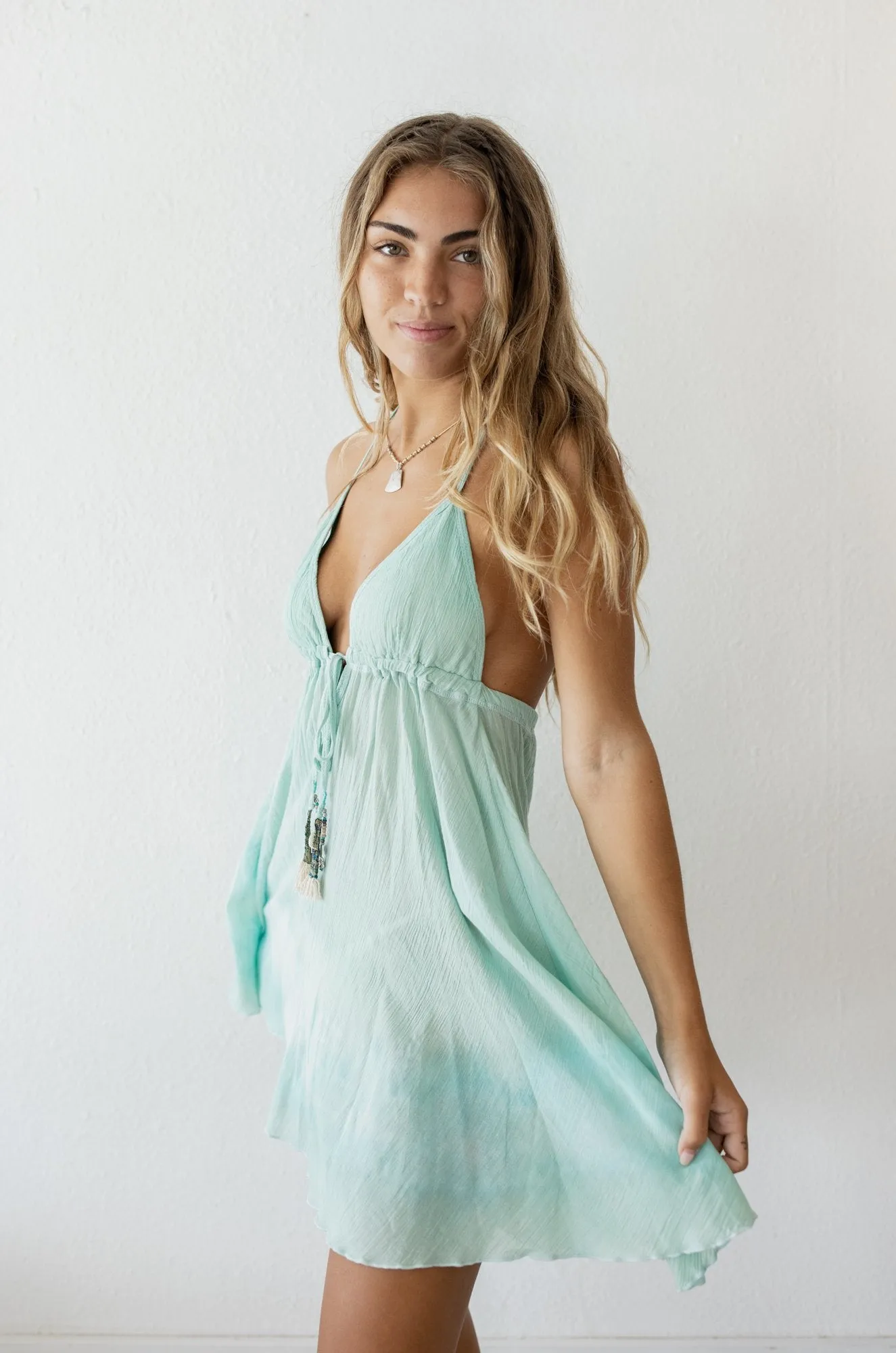 Relaxed Mini Dress in Aqua