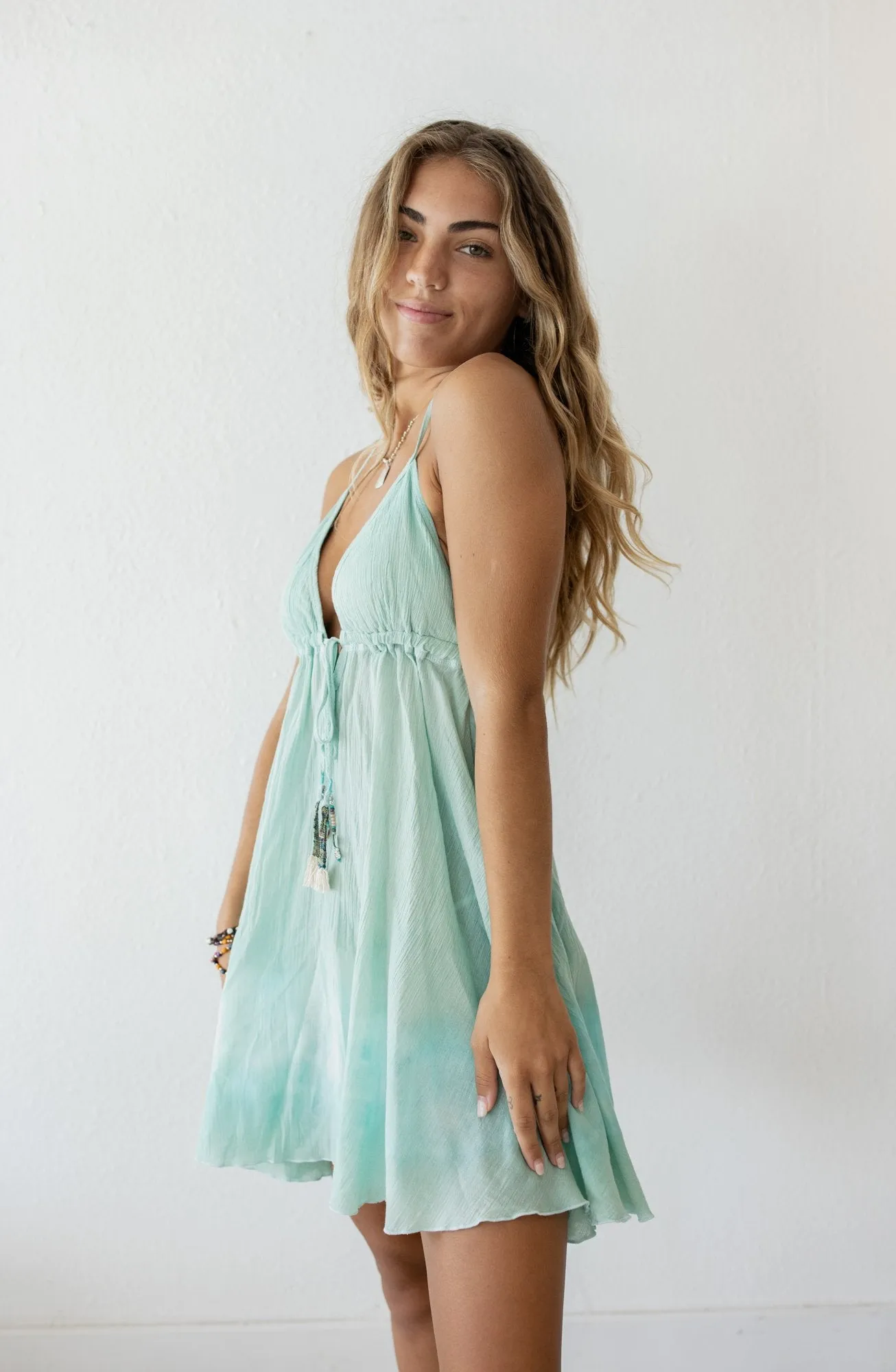 Relaxed Mini Dress in Aqua