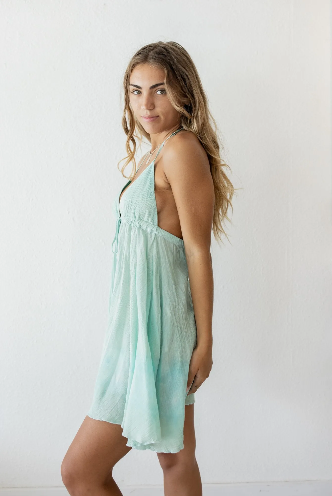 Relaxed Mini Dress in Aqua