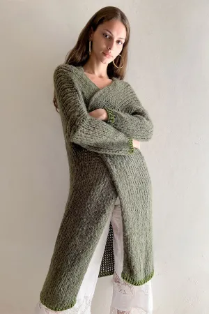 Rose Duster Cardigan Khaki Lurex