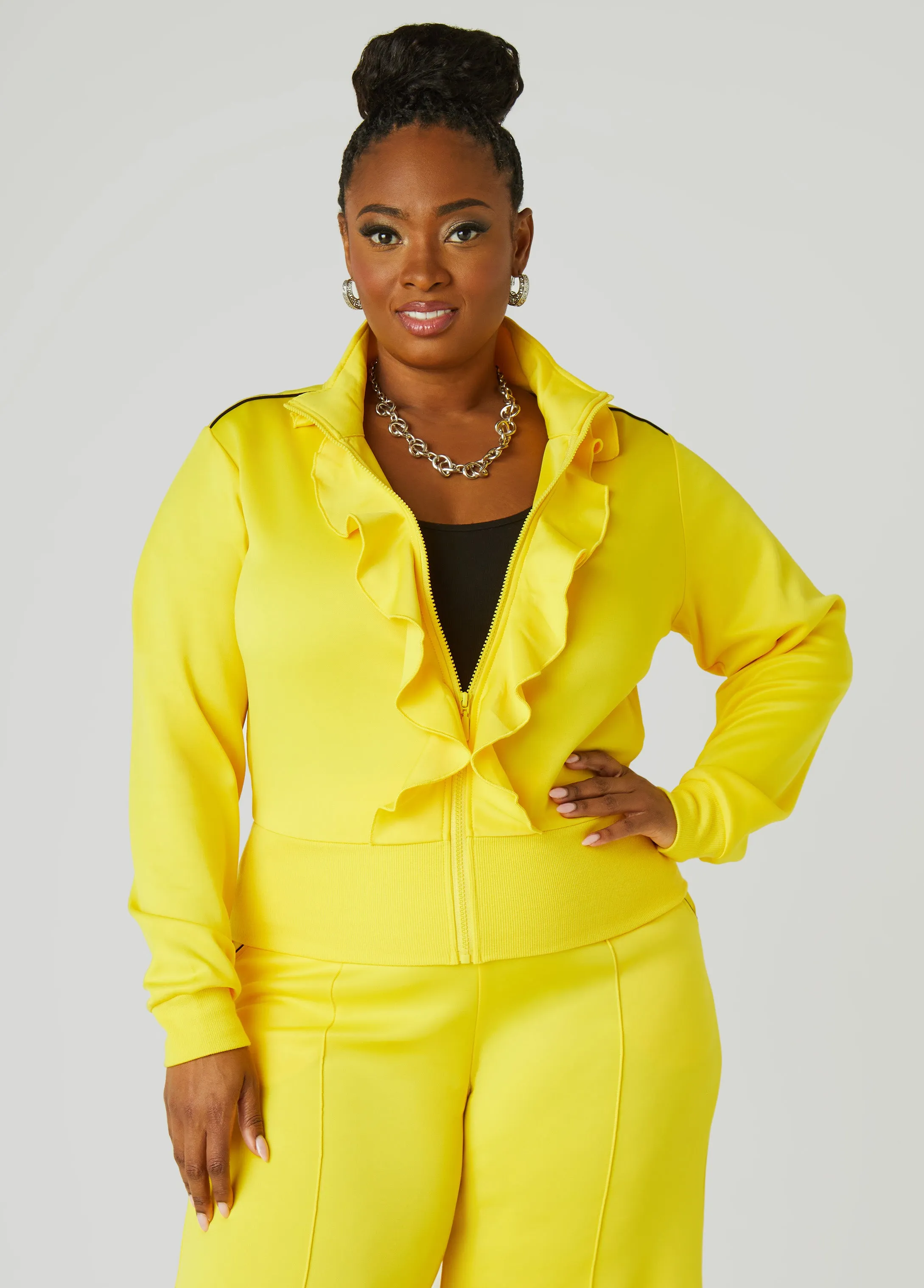 Ruffle Trimmed Track Jacket