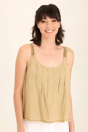 Shawnie Linen Billowy Pintuck Tank