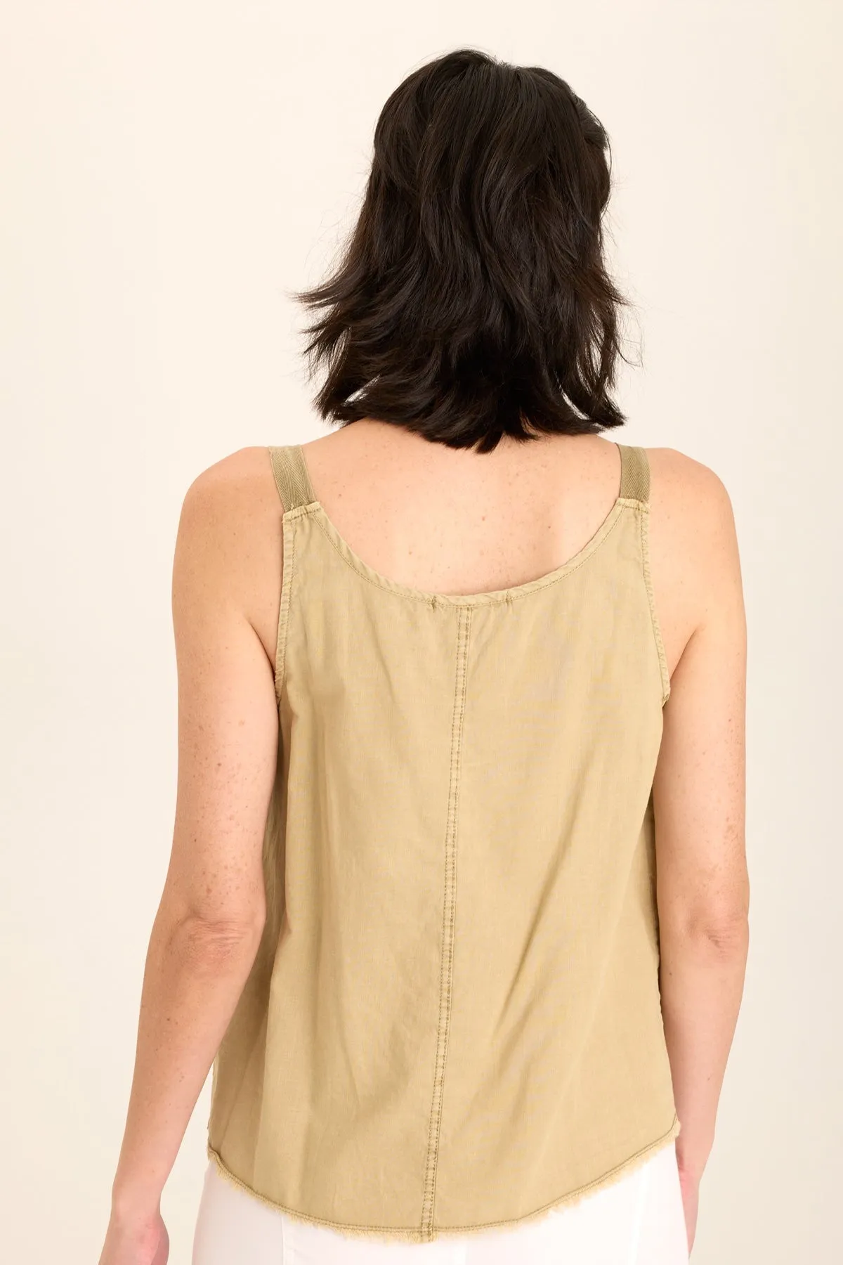 Shawnie Linen Billowy Pintuck Tank