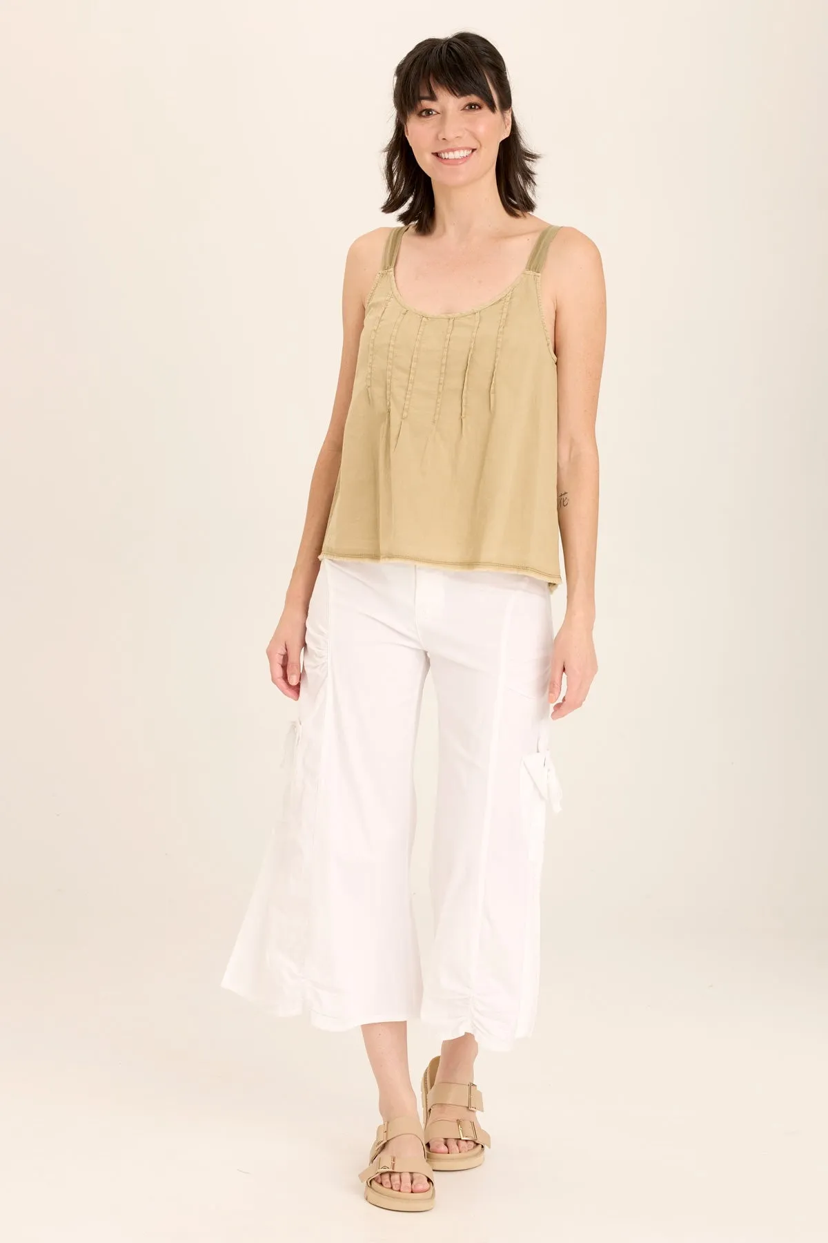 Shawnie Linen Billowy Pintuck Tank