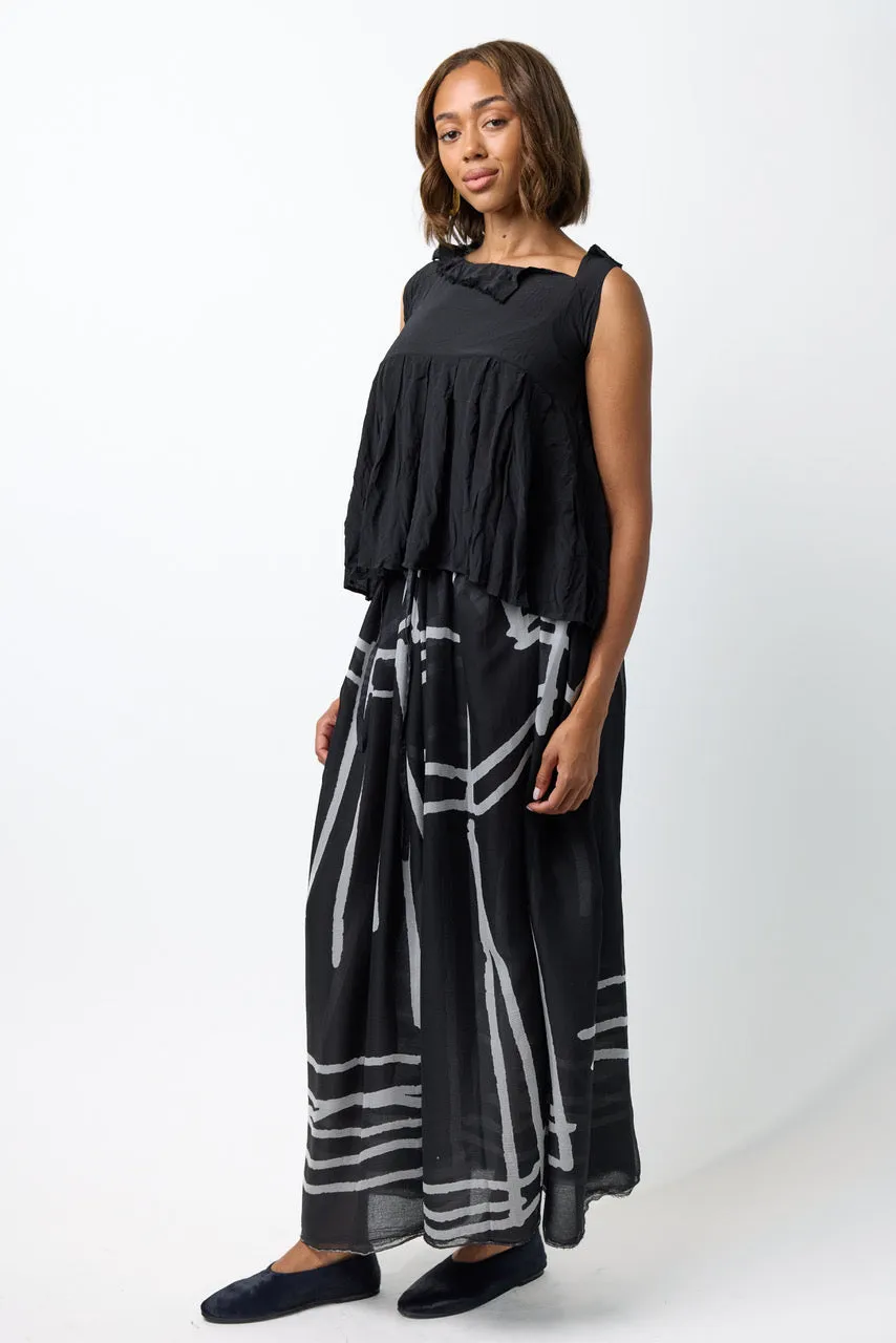 Silk Patterned Long Skirt