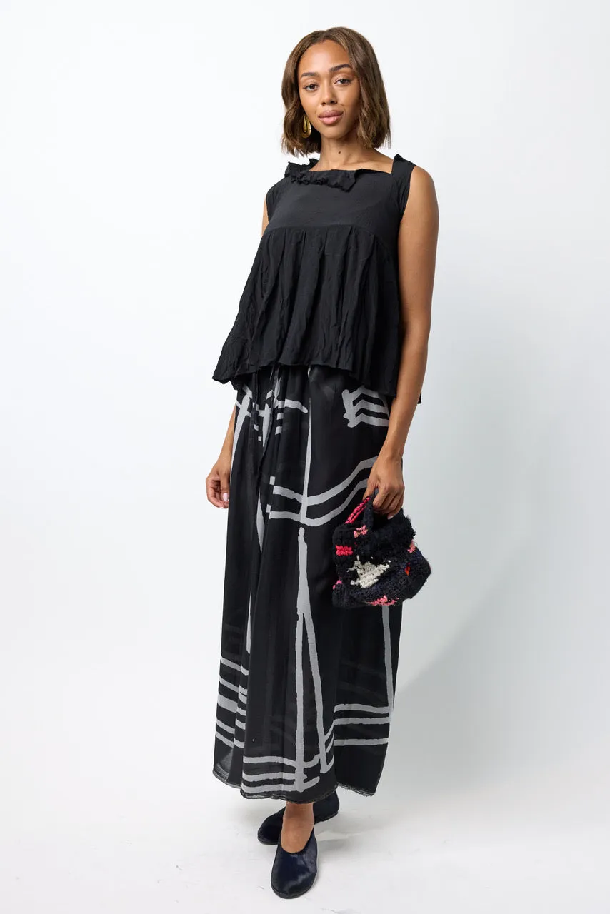 Silk Patterned Long Skirt