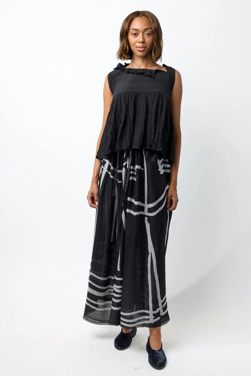 Silk Patterned Long Skirt