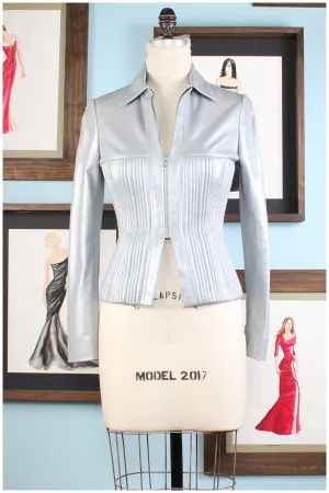 Silver Seamed Leather Jacket