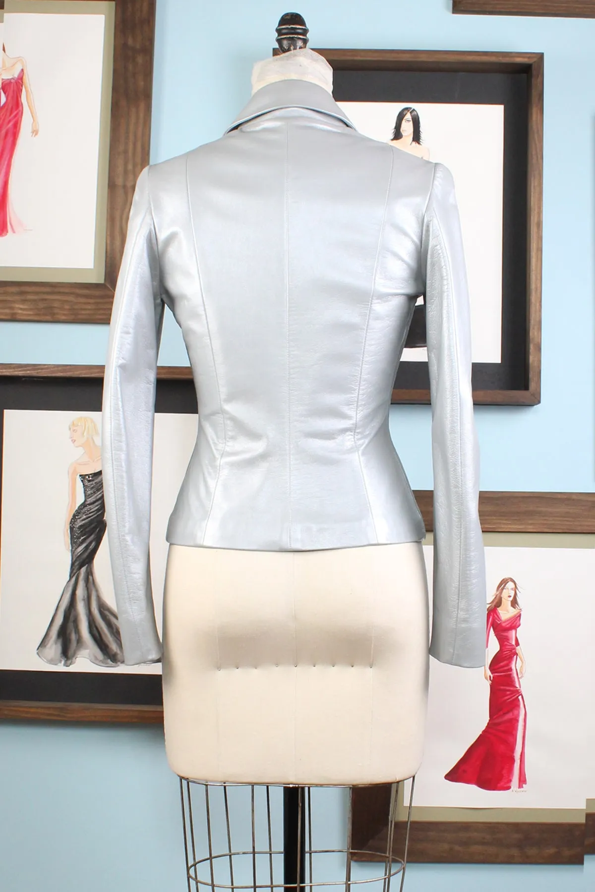 Silver Seamed Leather Jacket