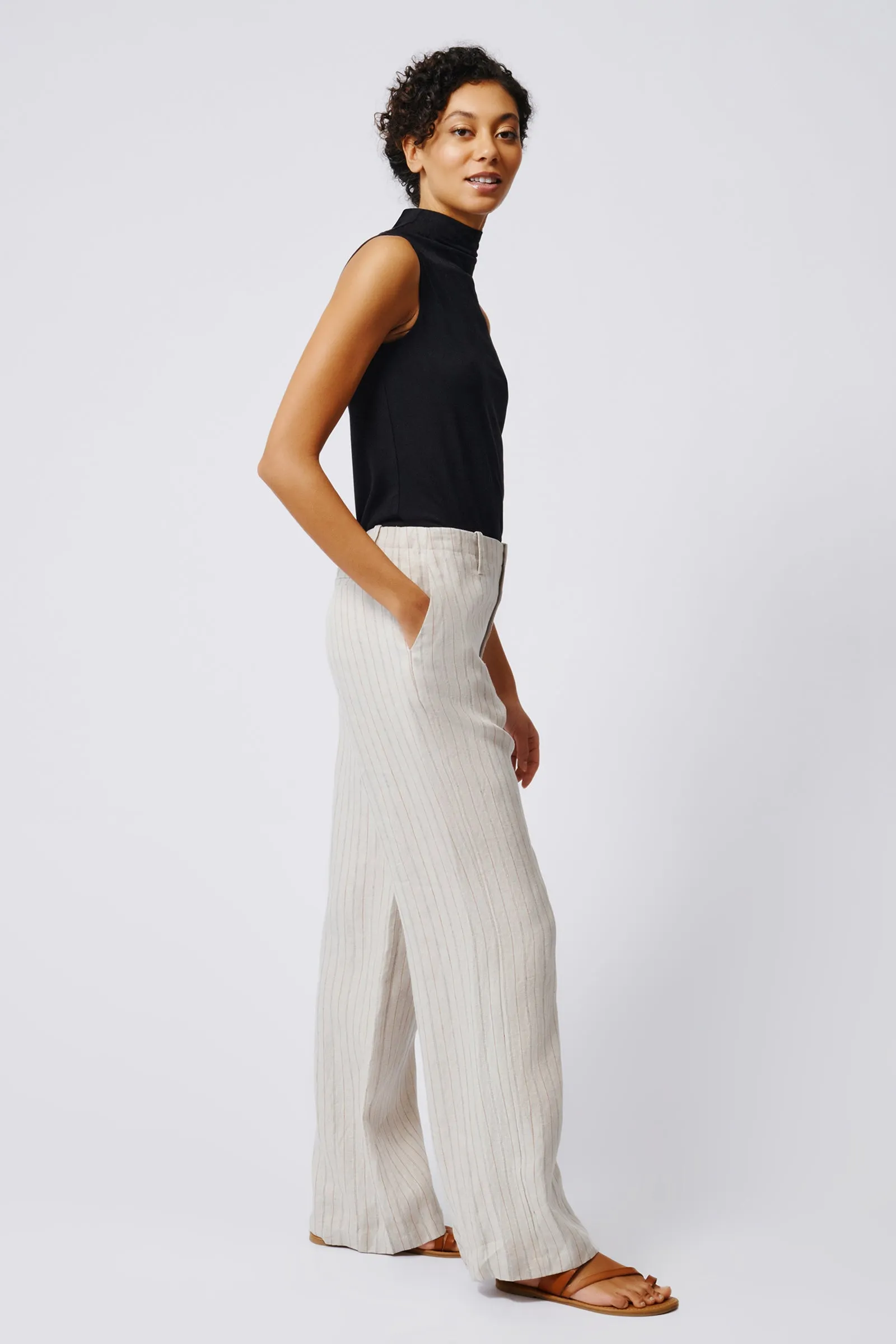 Spencer Stove Pipe Pant - Khaki Stripe