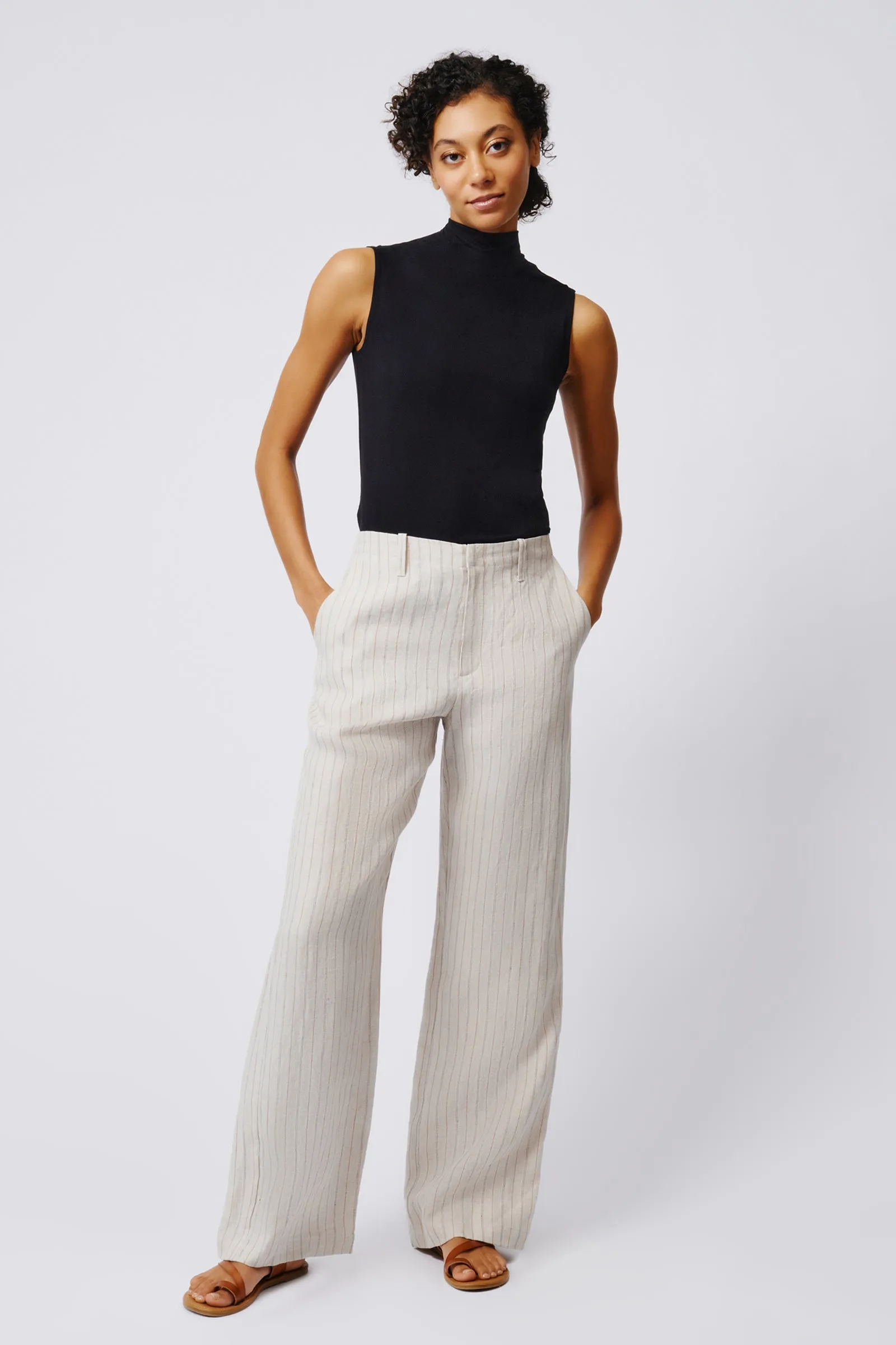 Spencer Stove Pipe Pant - Khaki Stripe