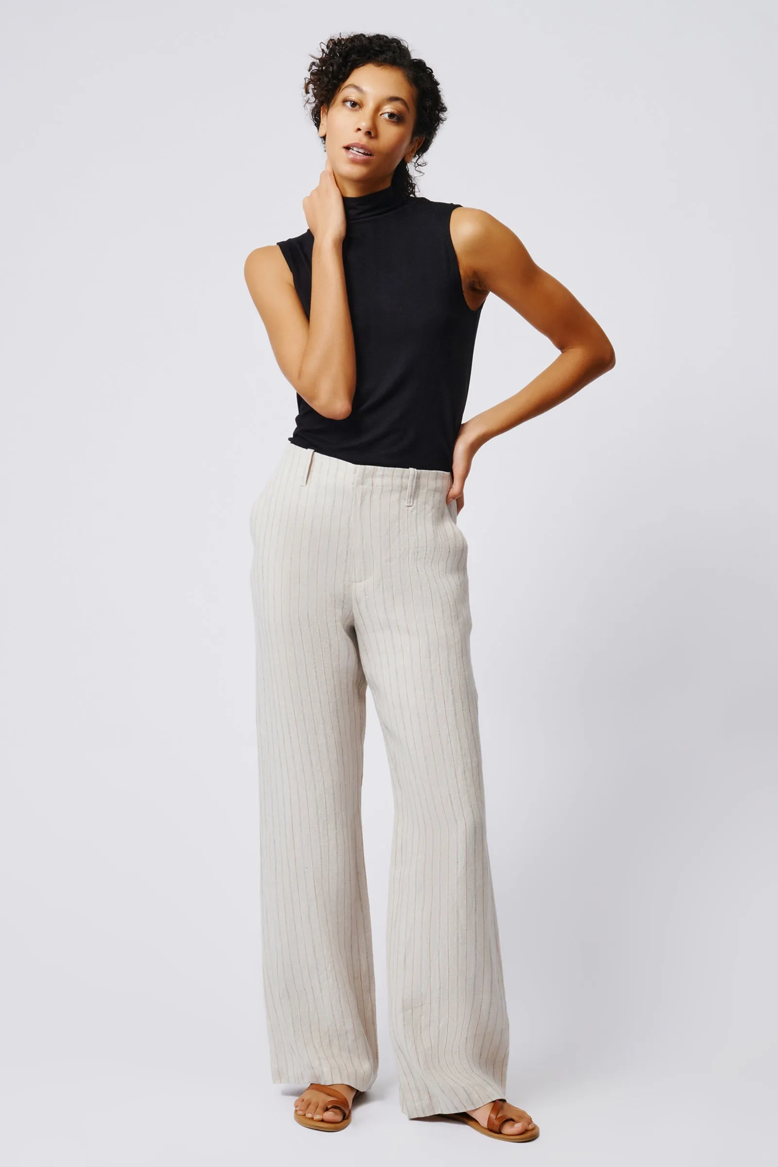 Spencer Stove Pipe Pant - Khaki Stripe