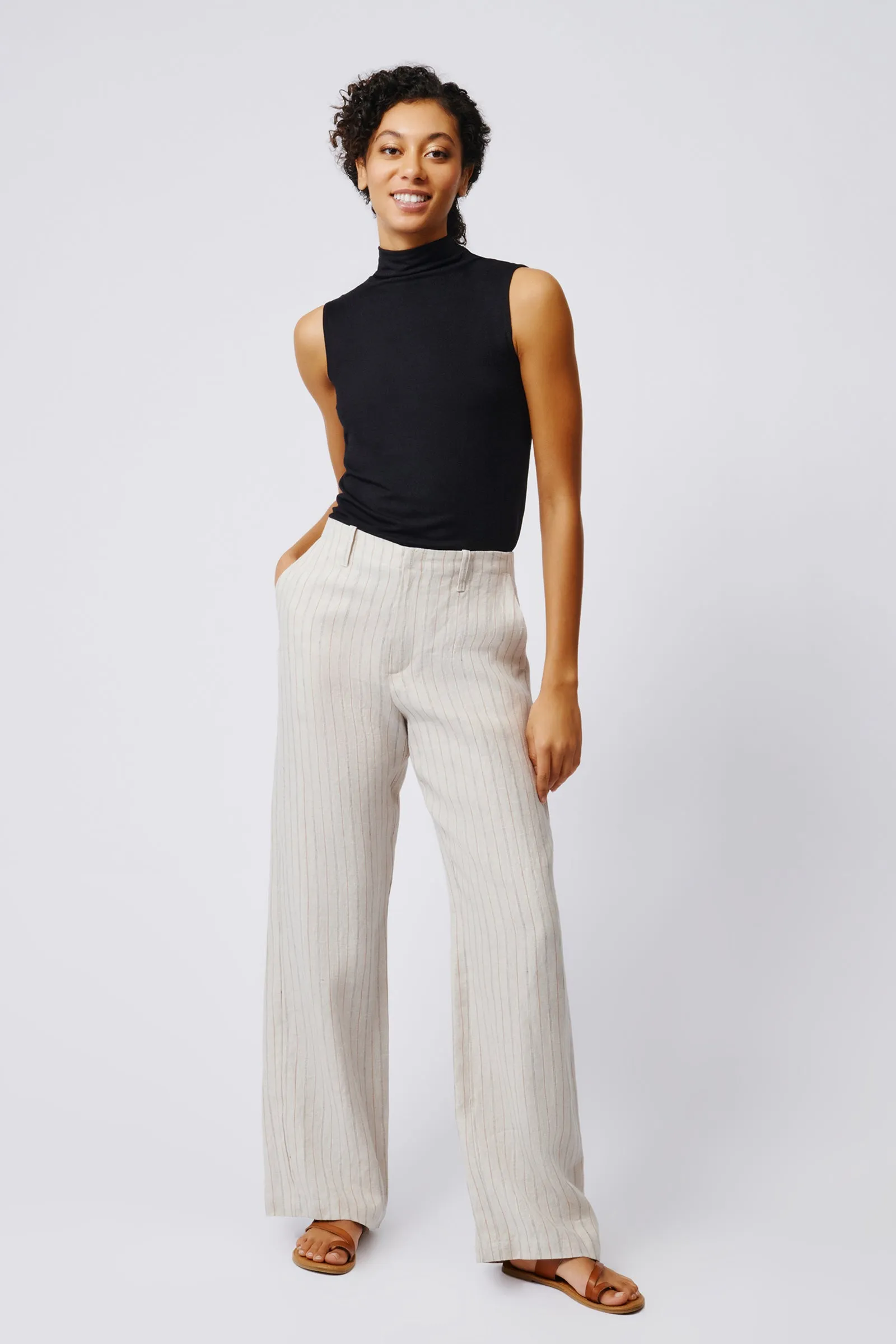 Spencer Stove Pipe Pant - Khaki Stripe