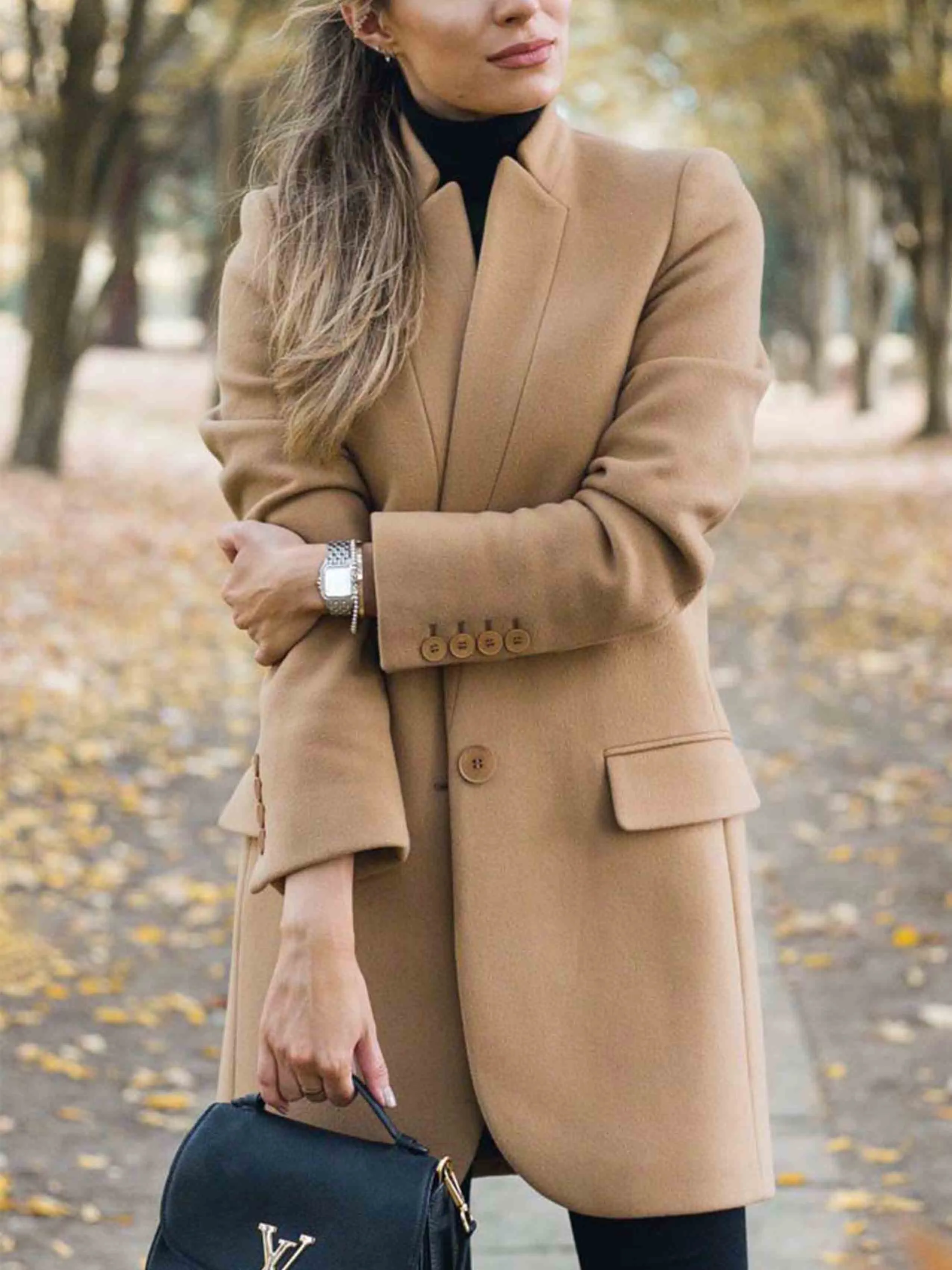 Stunncal One Button Khaki Coat
