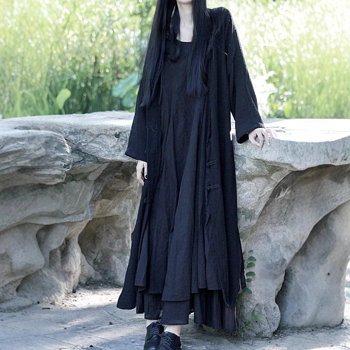 Summer Women Cotton Linen Coat Cardigan Soft Dress