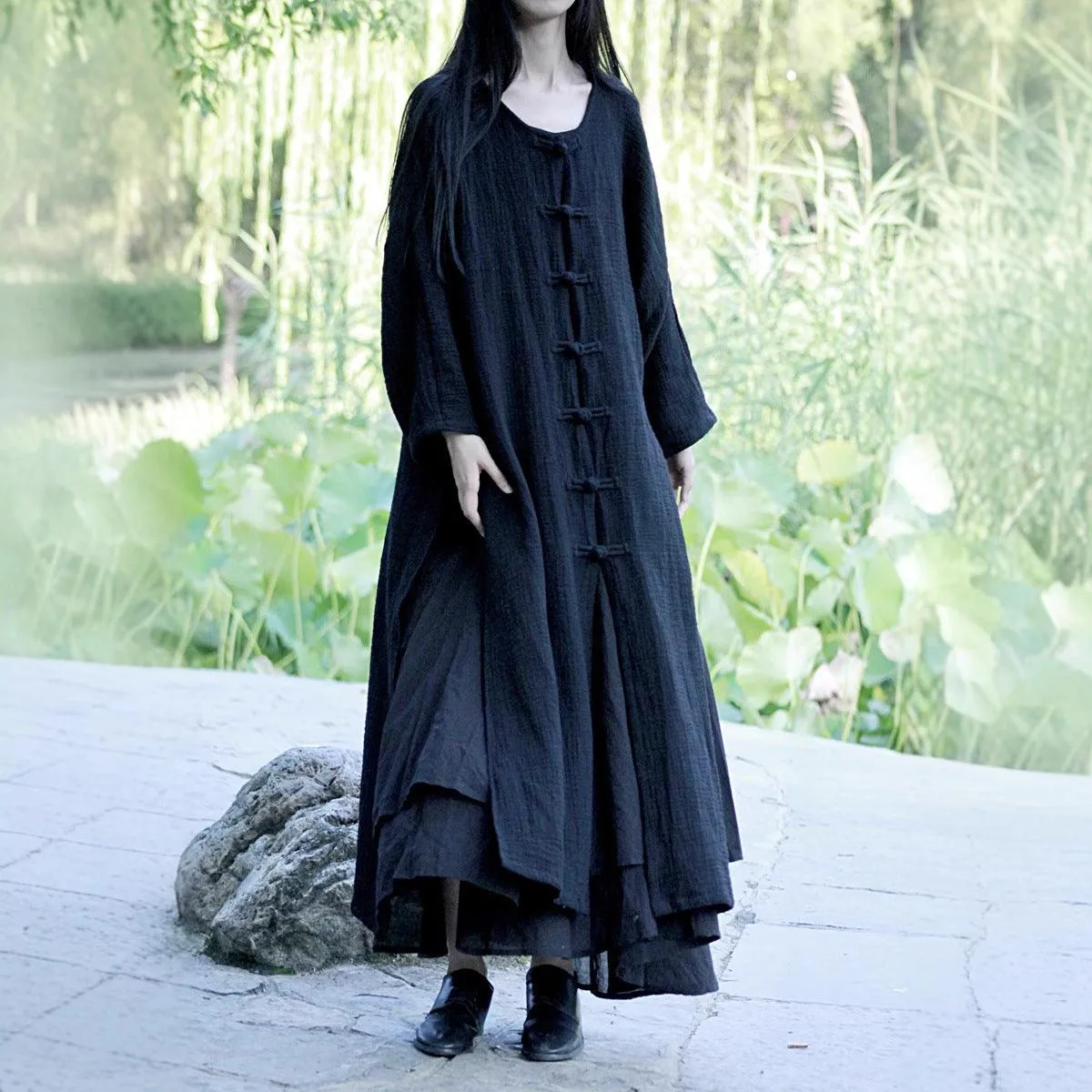 Summer Women Cotton Linen Coat Cardigan Soft Dress