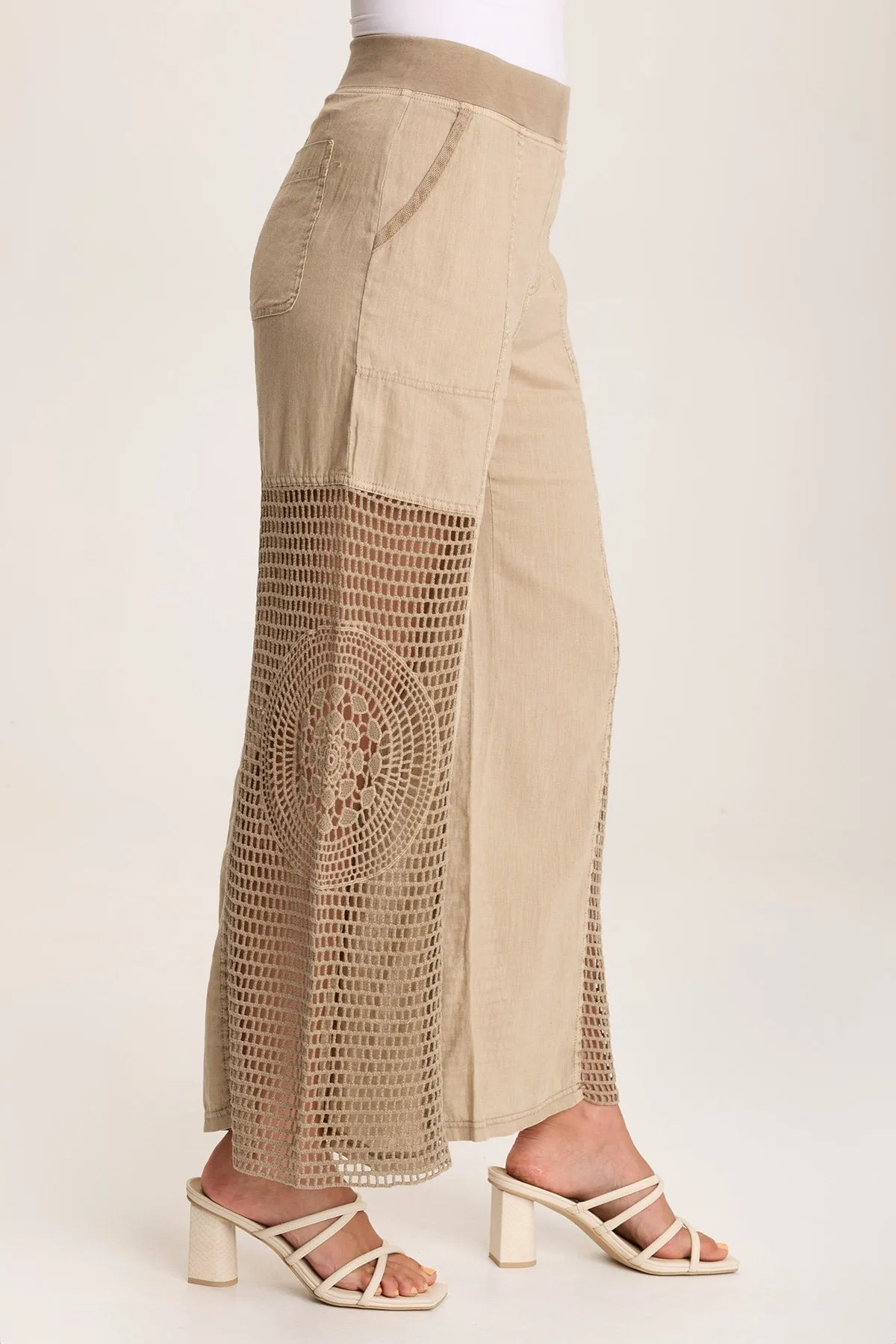 Tangent Linen/Crochet Wide Leg Pant