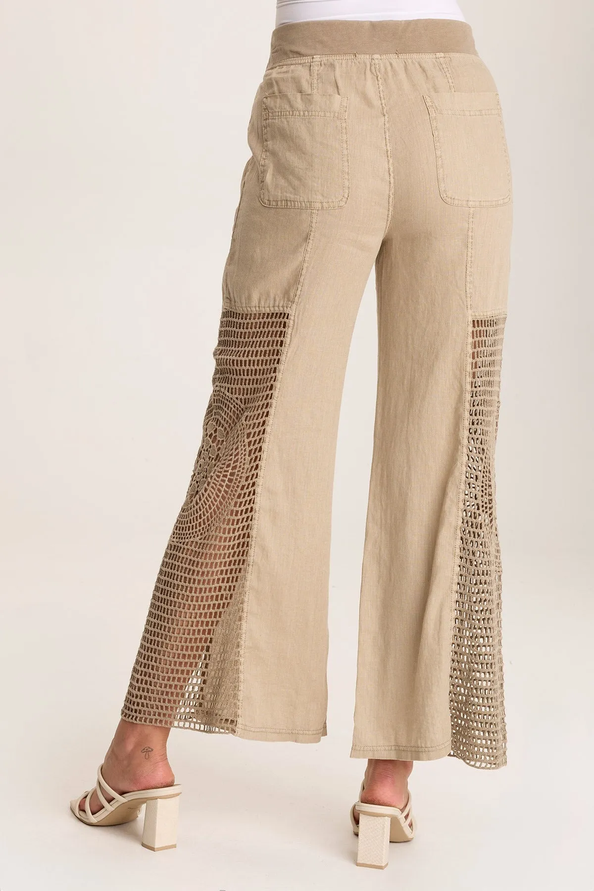 Tangent Linen/Crochet Wide Leg Pant