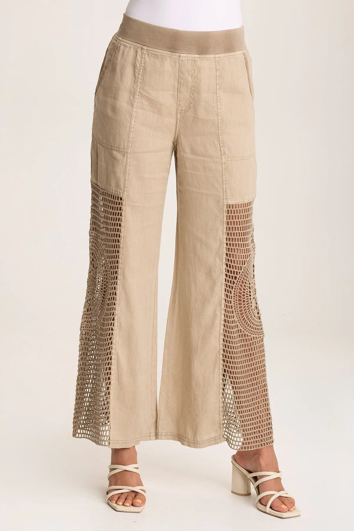 Tangent Linen/Crochet Wide Leg Pant