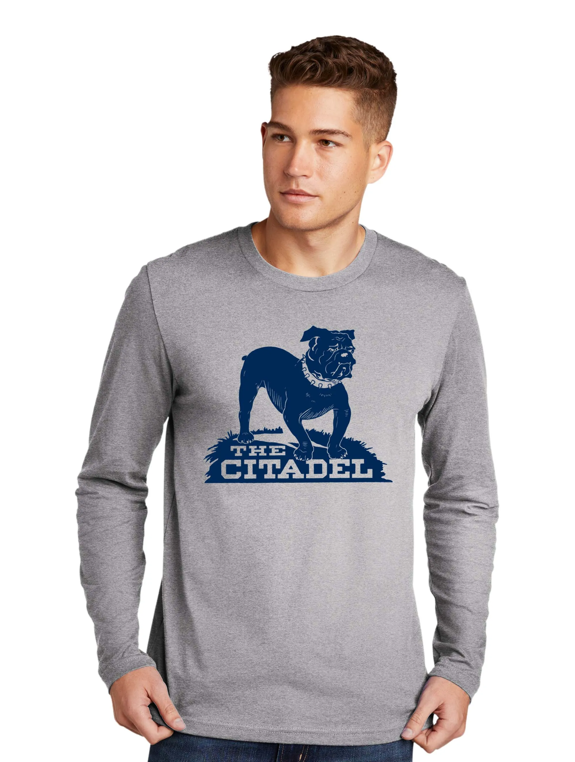 The Citadel, Vintage, 1950 Bulldog logo, Cotton Long Sleeve Tee Shirt