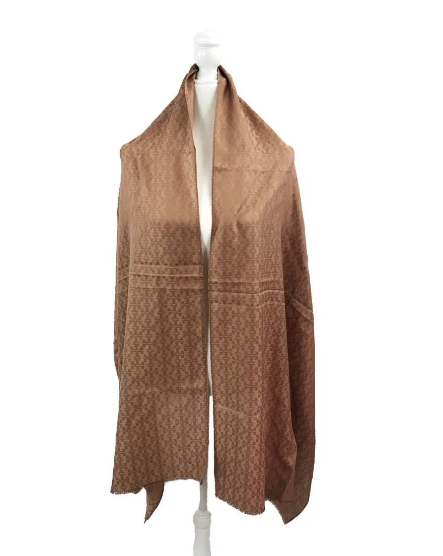 Tory Burch Mosaic Logo Jacquard Scarf in Light Oak