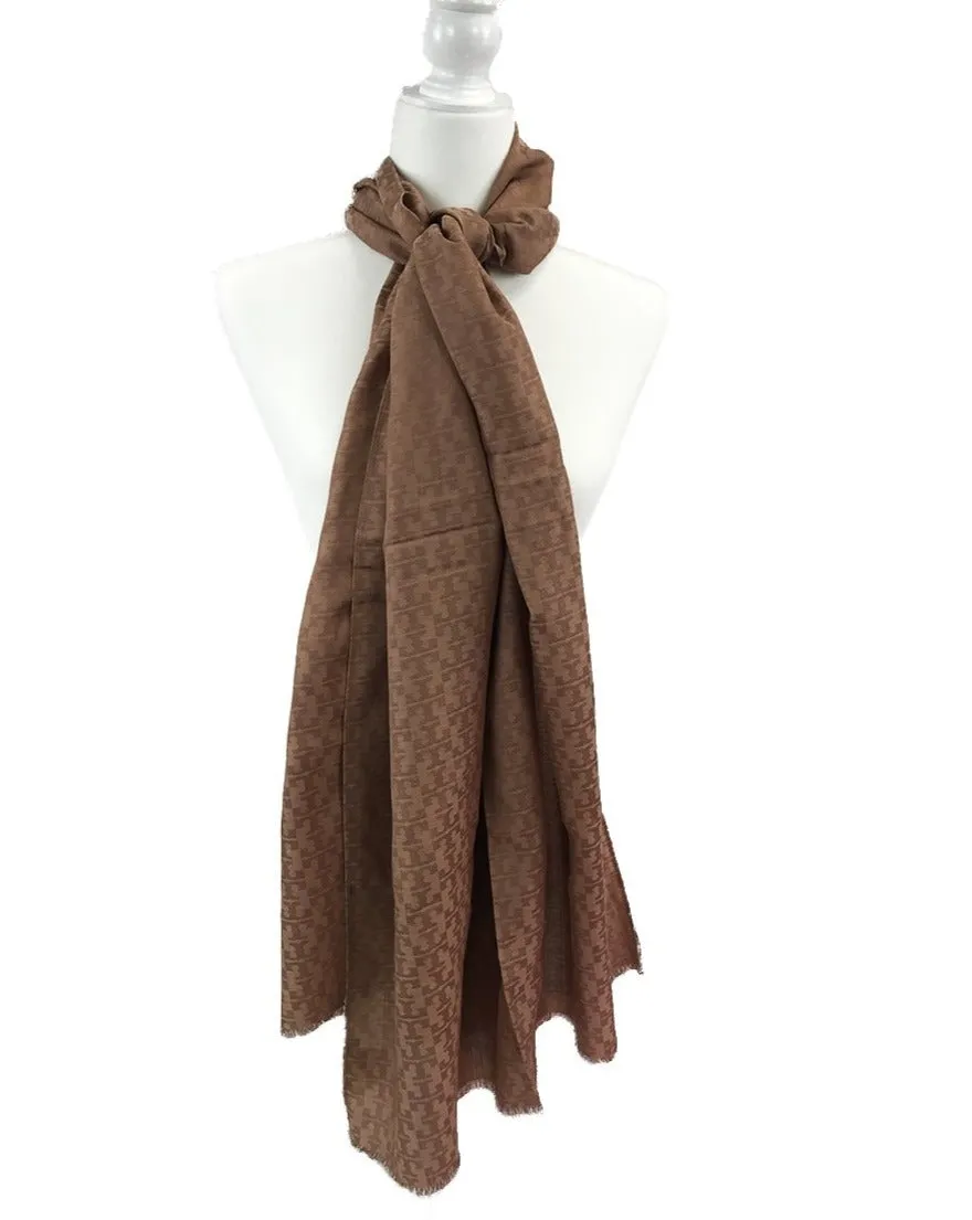 Tory Burch Mosaic Logo Jacquard Scarf in Light Oak