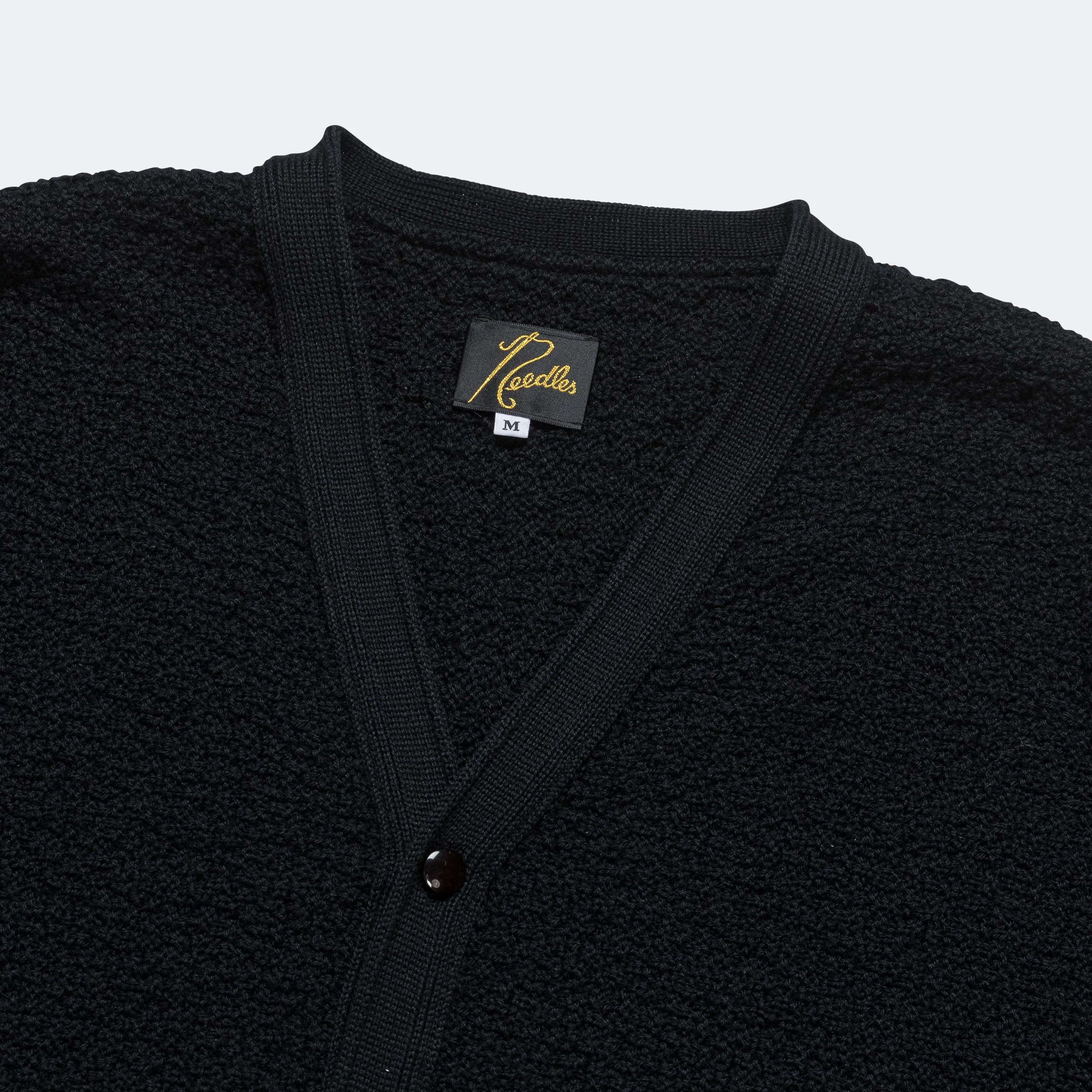 V-Neck Cardigan - Black Merino Wool Knit