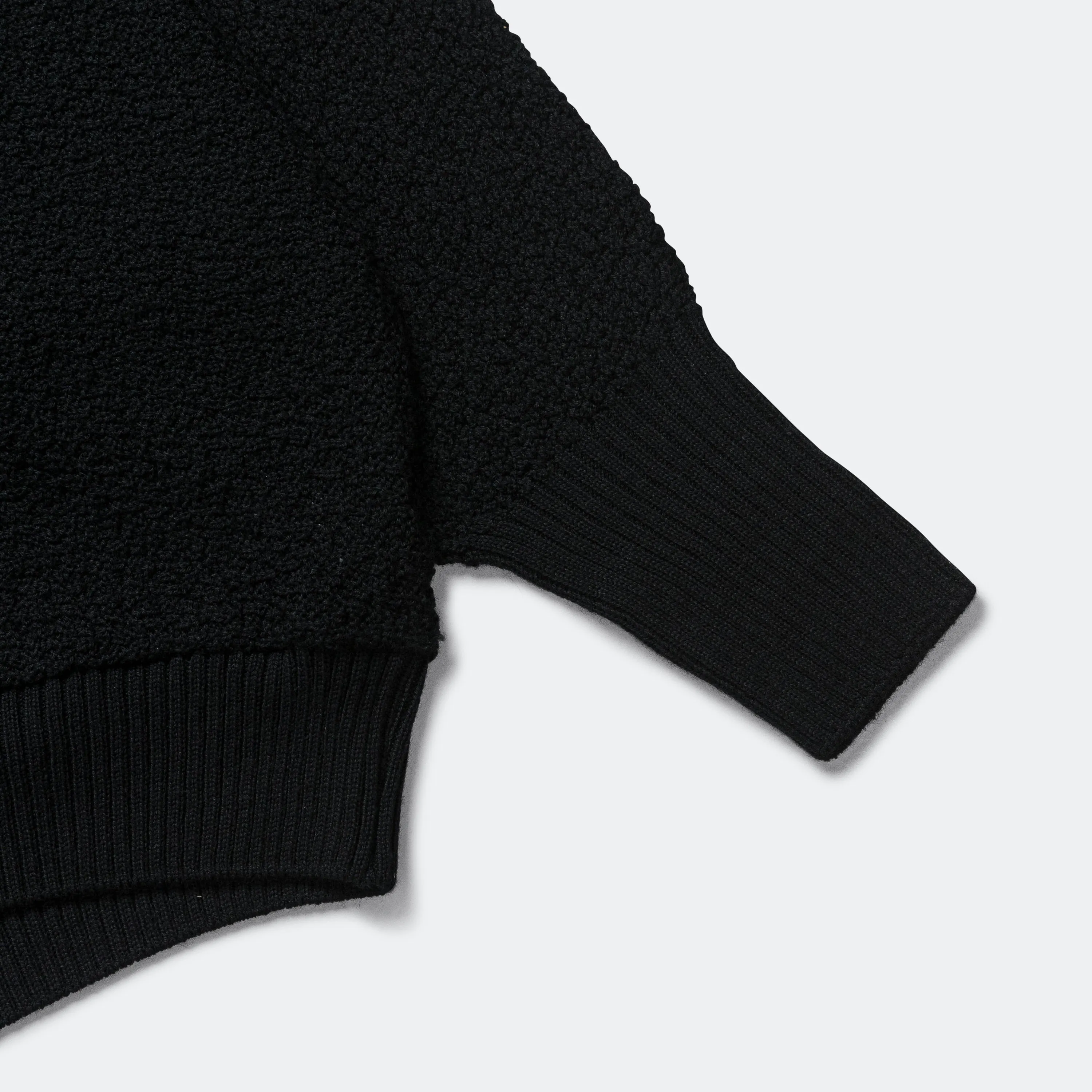 V-Neck Cardigan - Black Merino Wool Knit