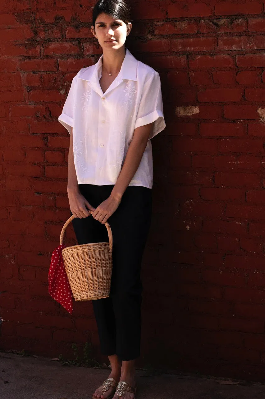 Vintage French Linen 3/4" Sleeve Shirt