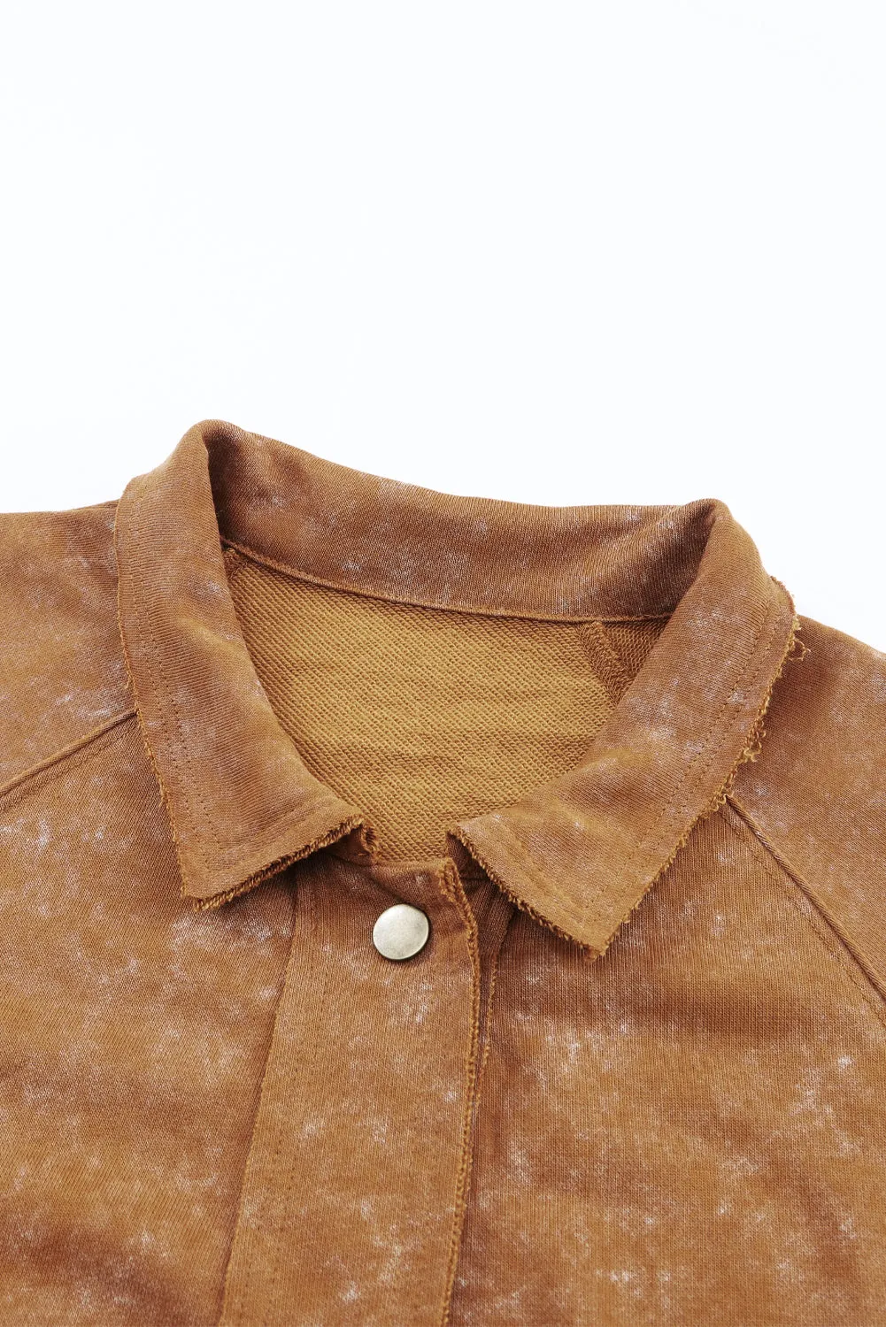 Vintage Washed Flap Pocket Button Khaki Shacket