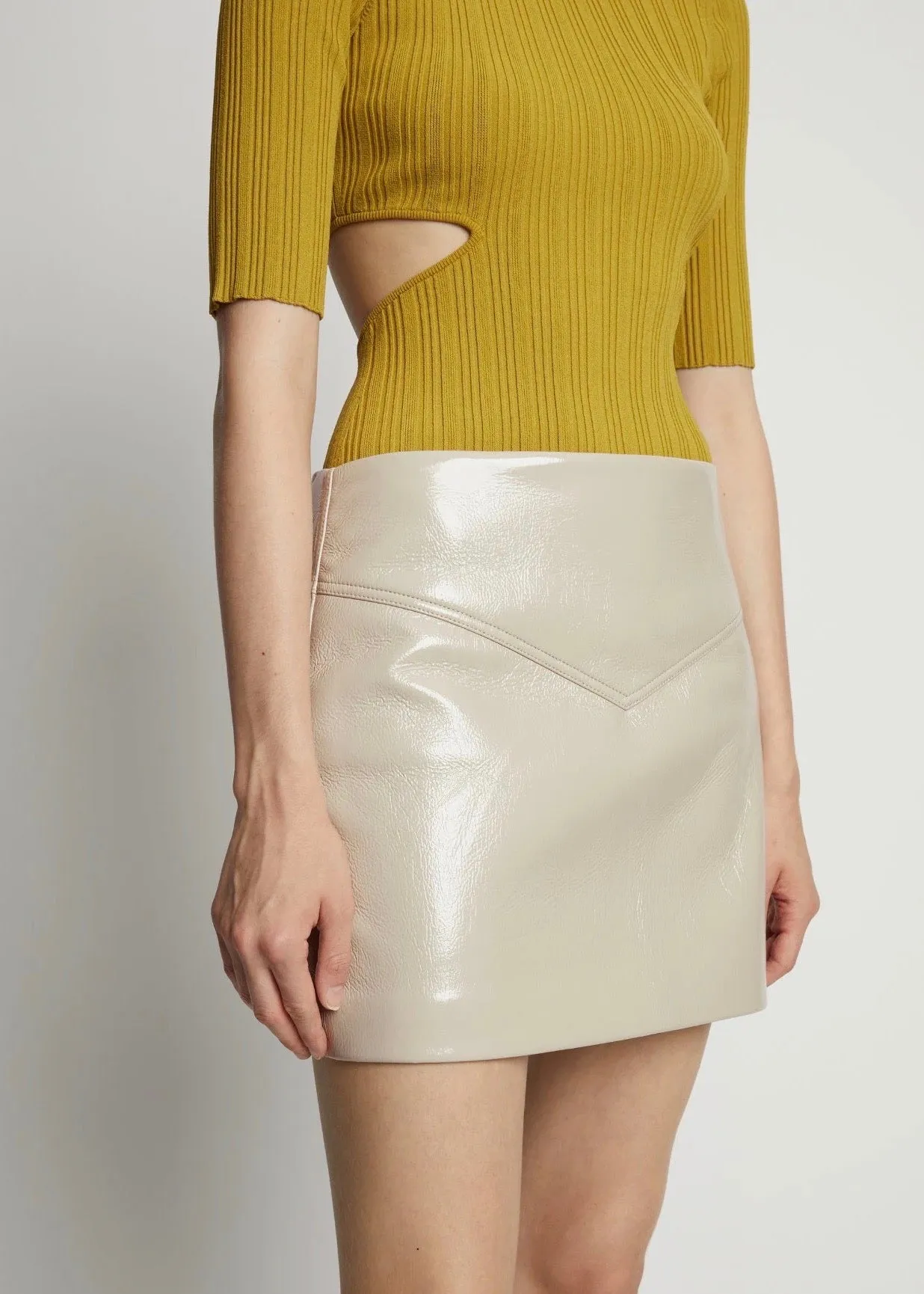 Vinyl Mini Skirt (Fawn)