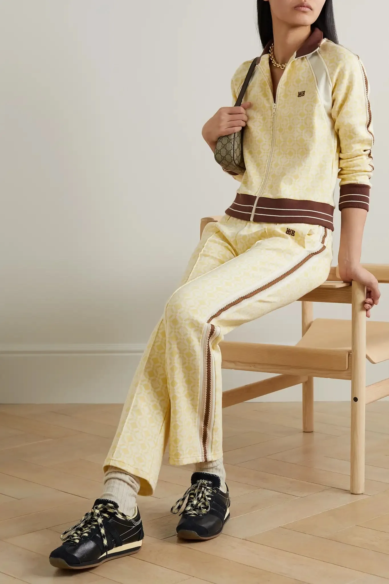 WALES BONNER Shine crochet-trimmed organic cotton-jacquard track jacket