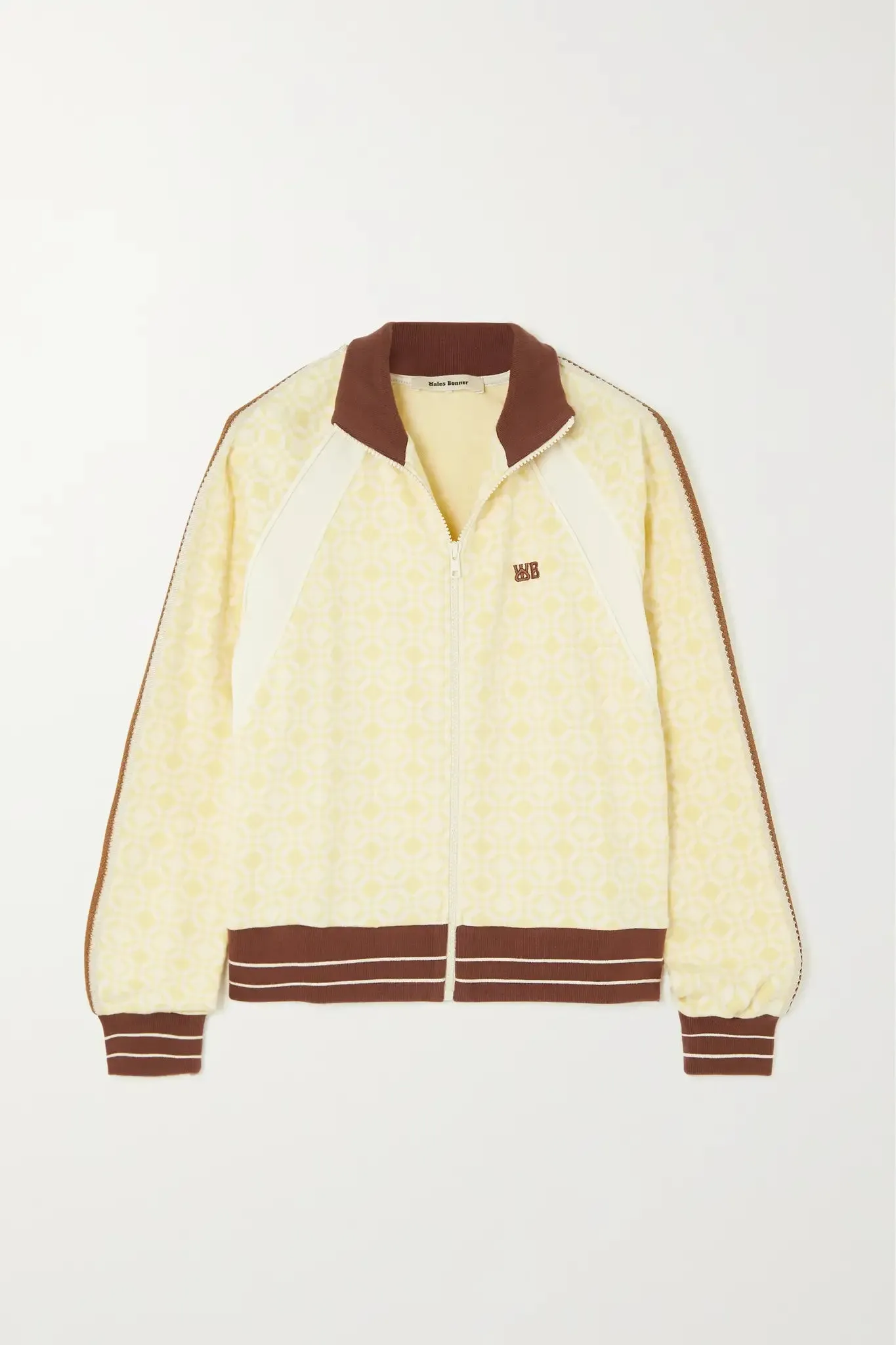 WALES BONNER Shine crochet-trimmed organic cotton-jacquard track jacket