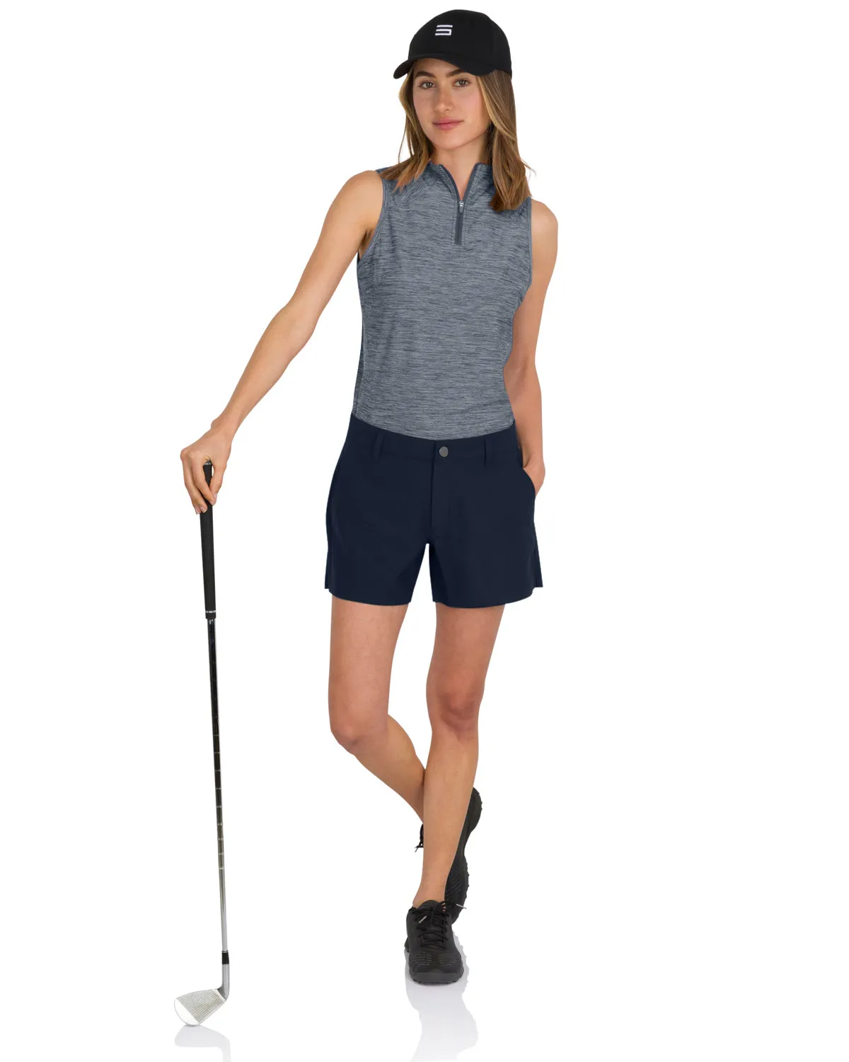 Women’s 5” Inseam Golf Highlands Shorts - Antislip Waistband with Coin Pocket, Dry Fit, Moisture Wicking, Anti-Odor