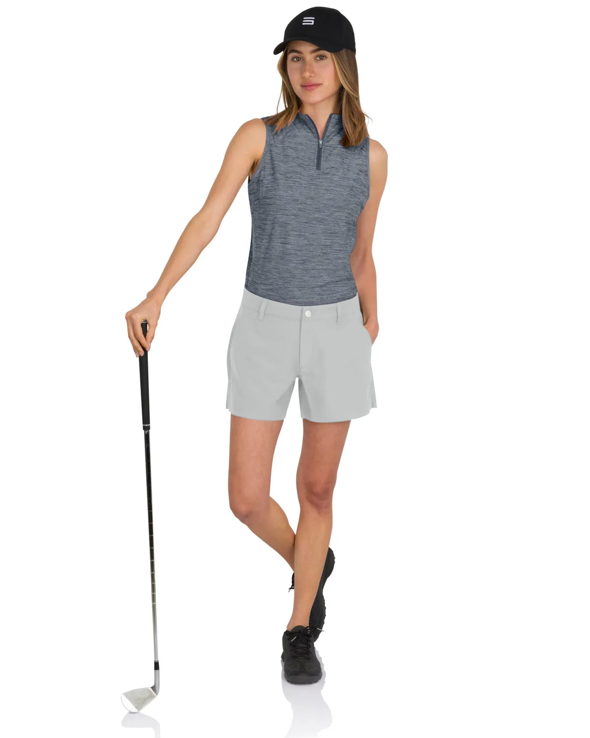 Women’s 5” Inseam Golf Highlands Shorts - Antislip Waistband with Coin Pocket, Dry Fit, Moisture Wicking, Anti-Odor