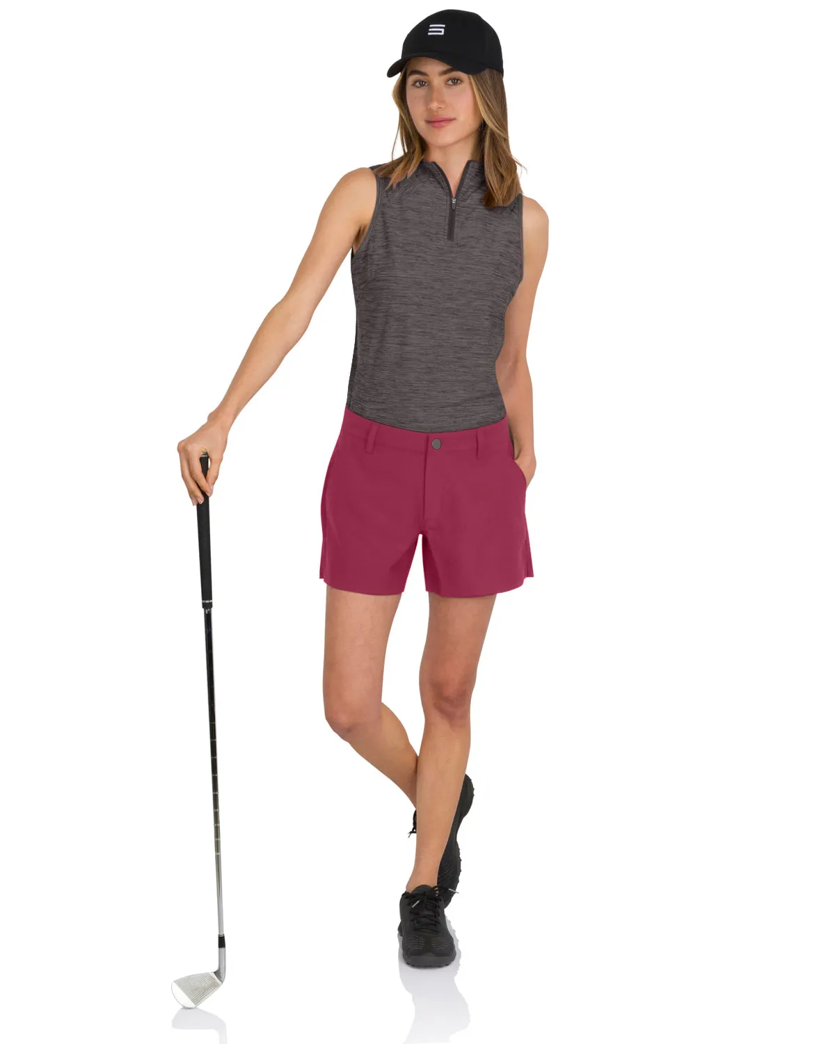 Women’s 5” Inseam Golf Highlands Shorts - Antislip Waistband with Coin Pocket, Dry Fit, Moisture Wicking, Anti-Odor